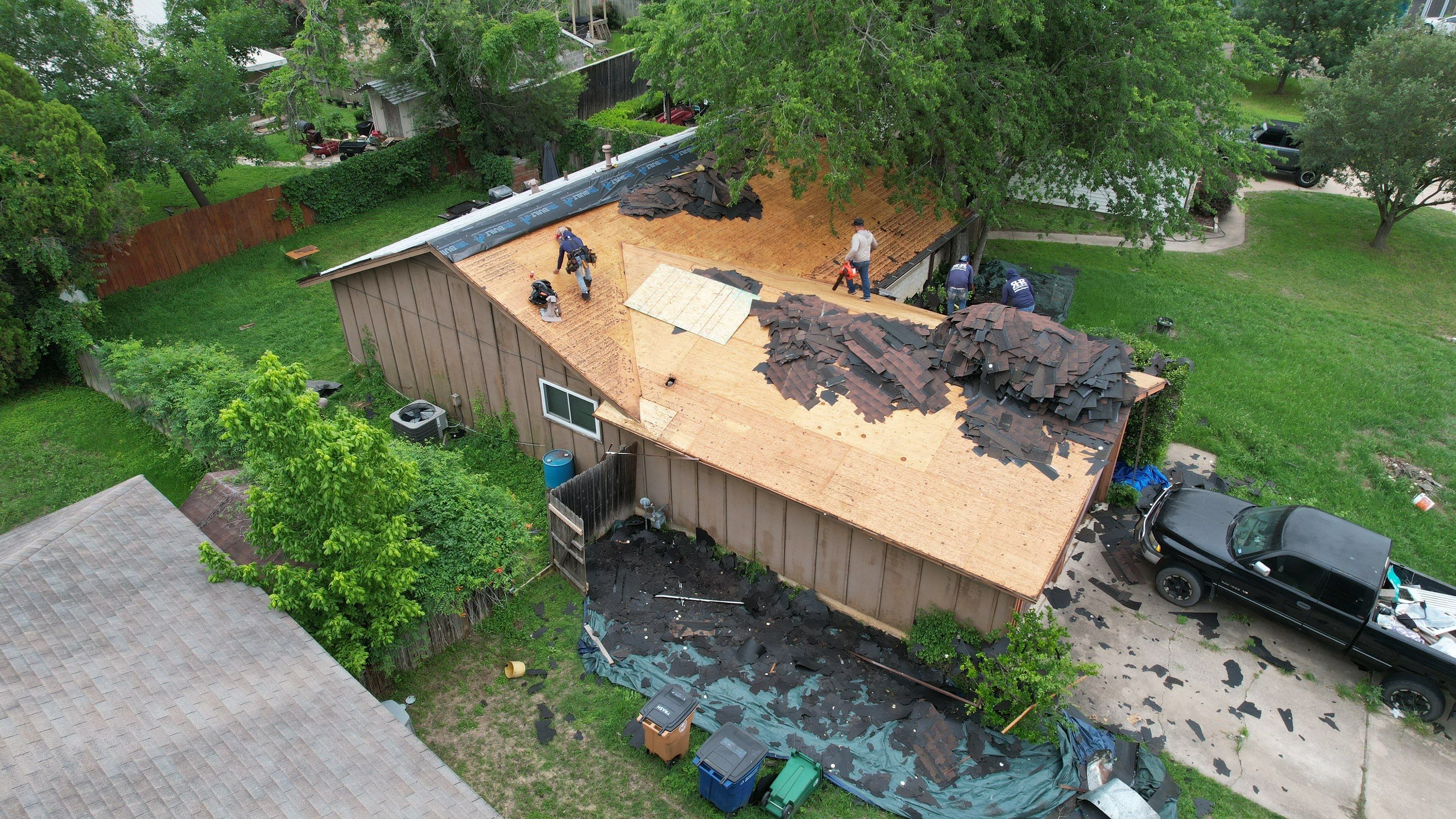 Architectural Shingle Roof Replacement and Decking Repair in Austin by CDG Restoration & Construction