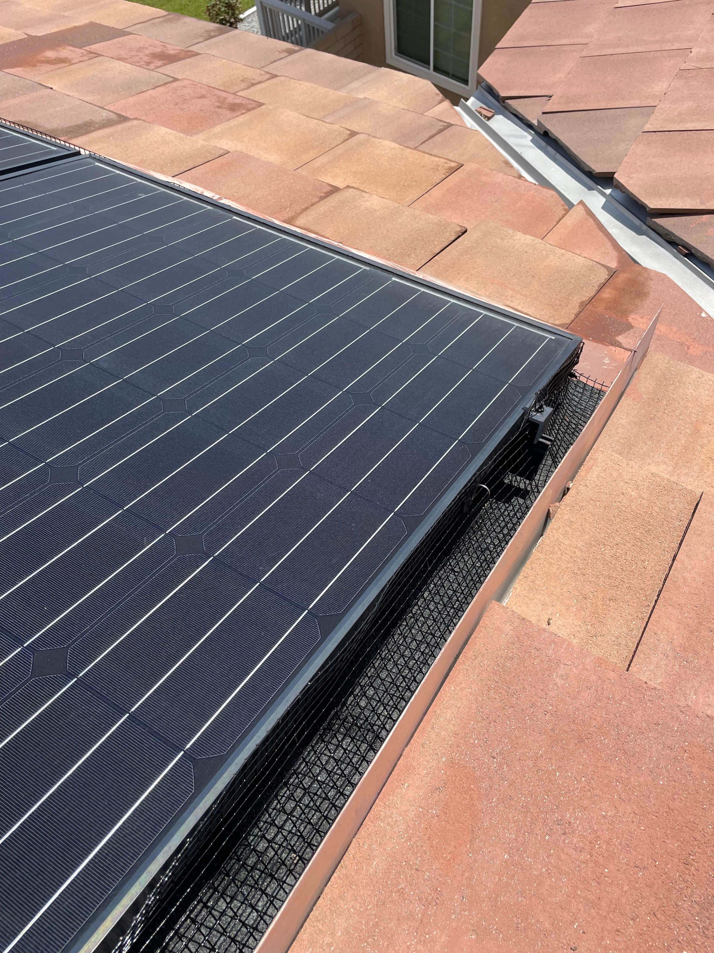 Completed Solar Panel Bird Proofing Project in San Bernardino Ca by Palm Coast Solar Cleaning