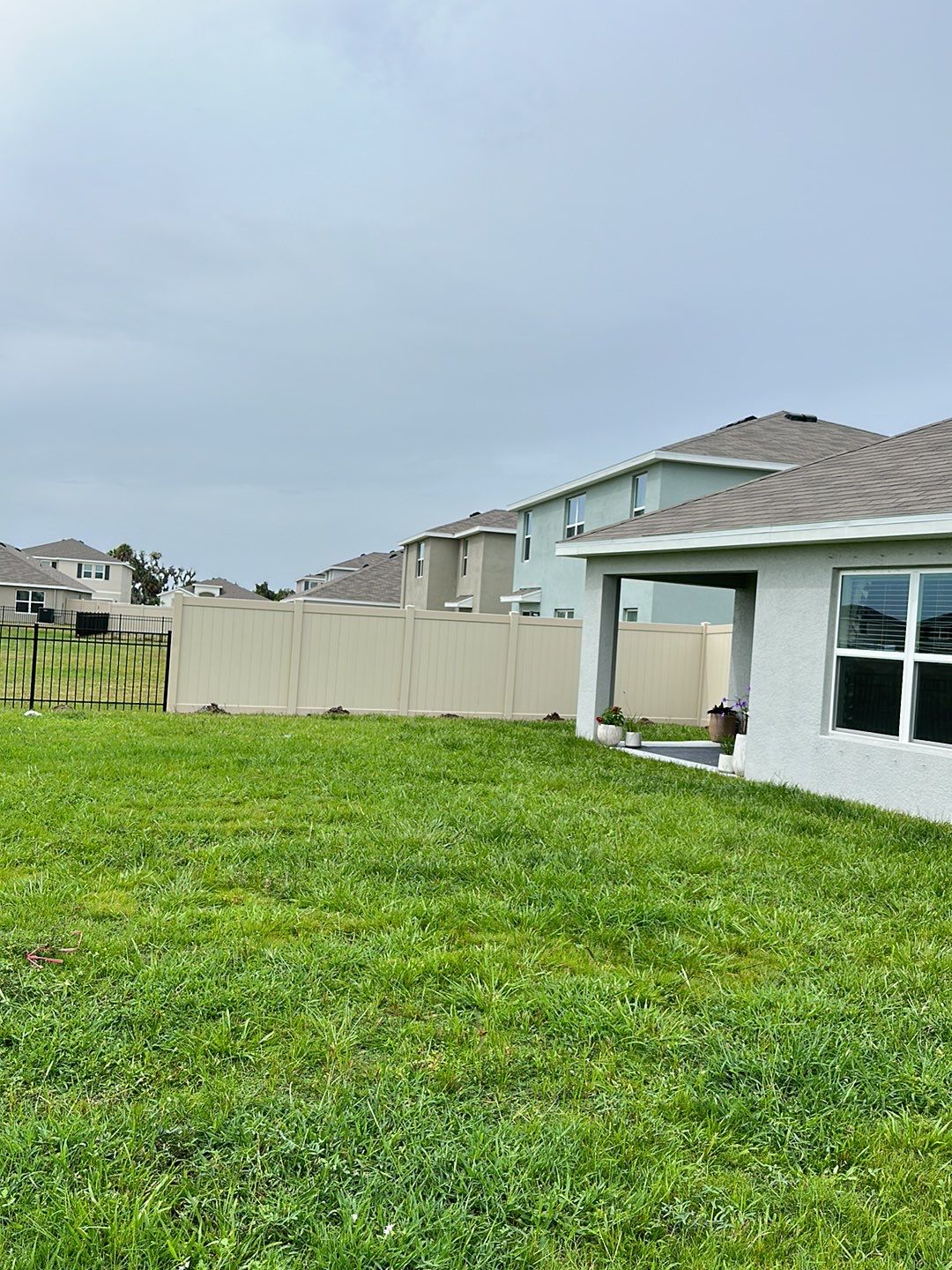 Vinyl Fence Installation using Vinyl and Black 3 Rail Aluminum Fence by Asap fence and gates, LLC