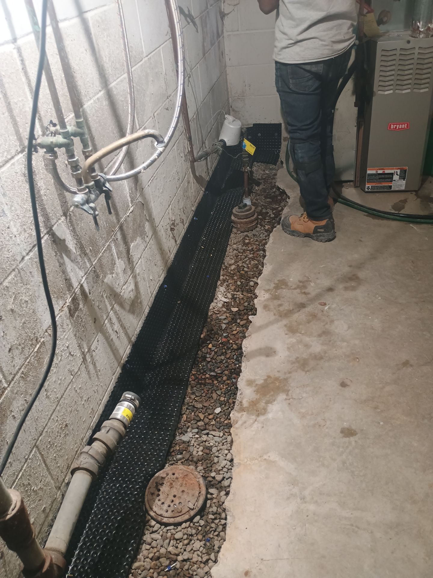 Interior Drain Tile Installation near Columbia Heights, MN by Waterproofing Northeast