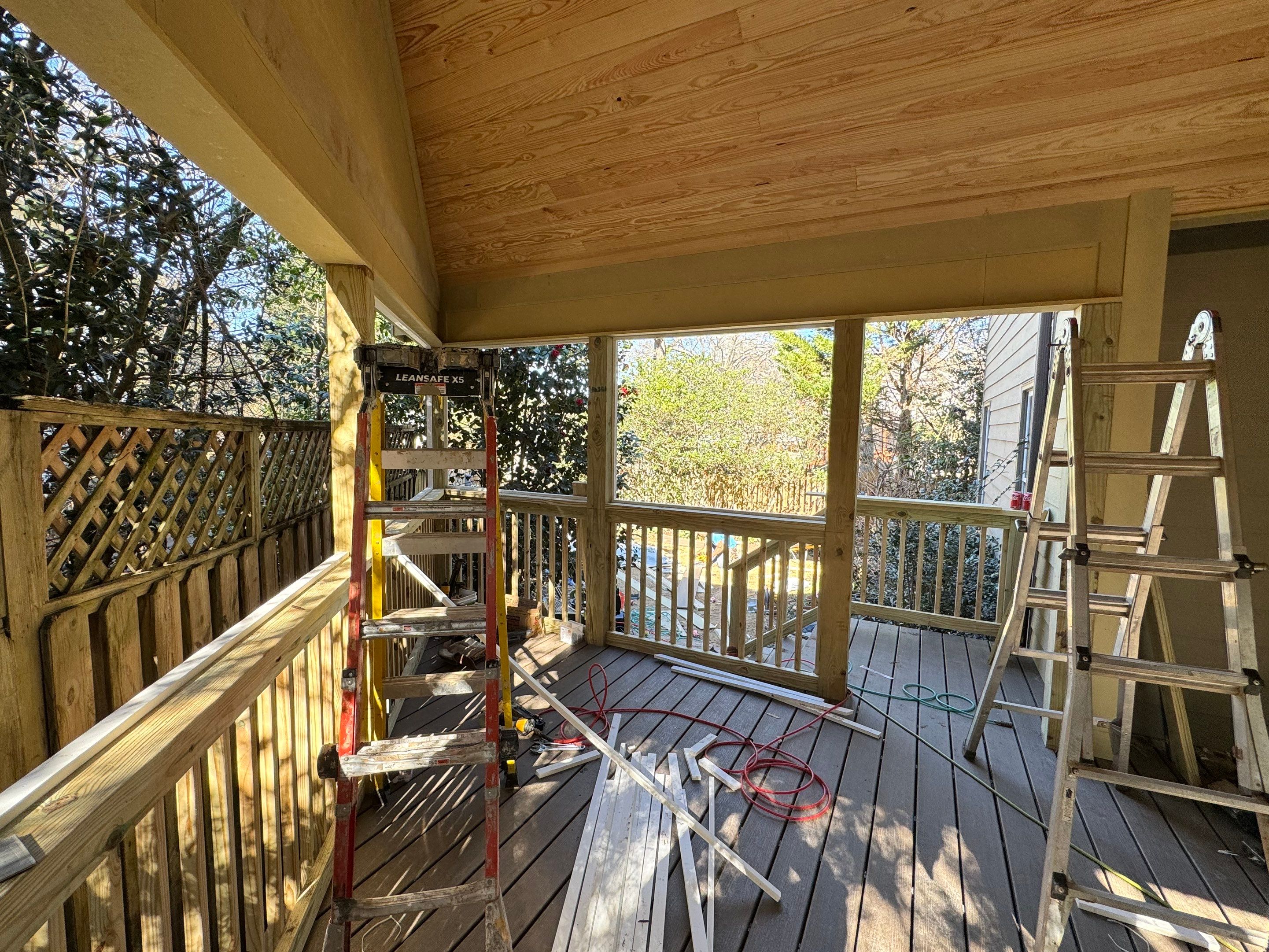Custom Screened Porch Addition with Vaulted Wood Ceiling in Decatur by Swift Home Renovations