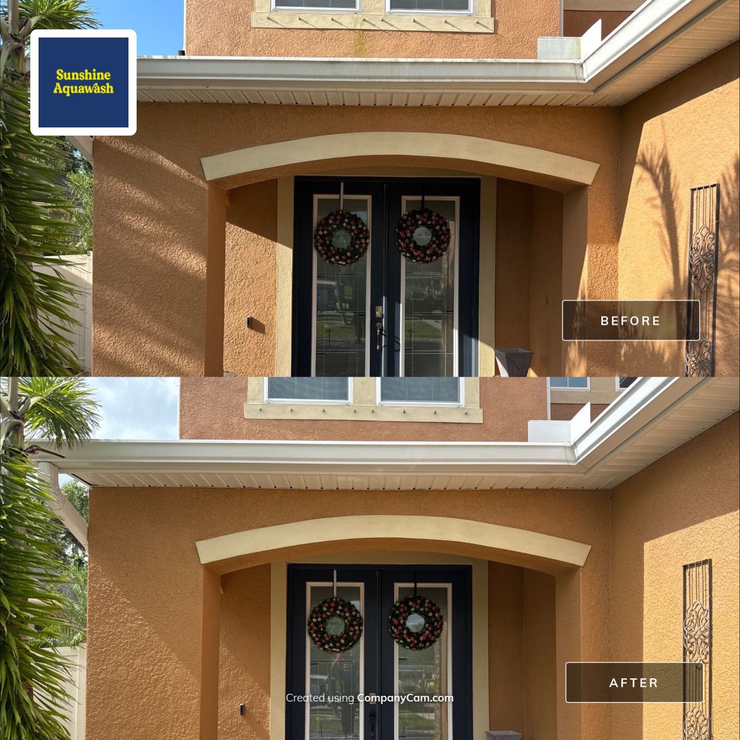 Full Exterior Cleaning – Two-Story House, Gutters, and Fence in Old Mill Preserve, Palmetto, FL by Sunshine AquaWash
