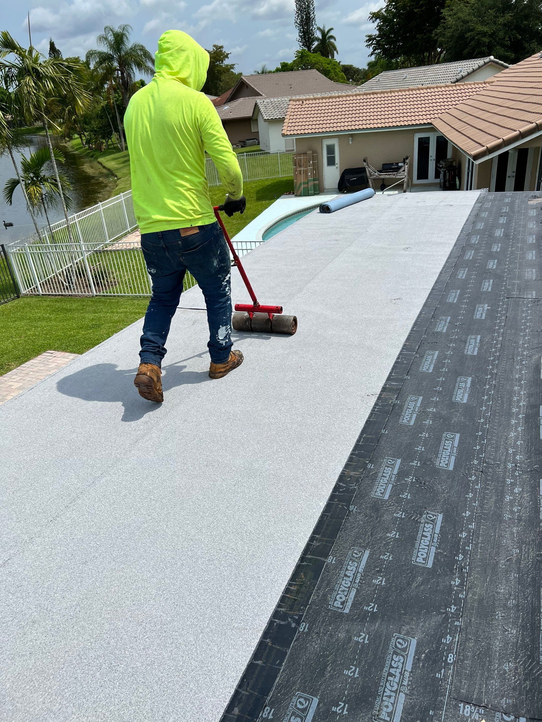 Residential Re-Roof using Polyglass Self-Adhered Flat Deck by First Due Roofing