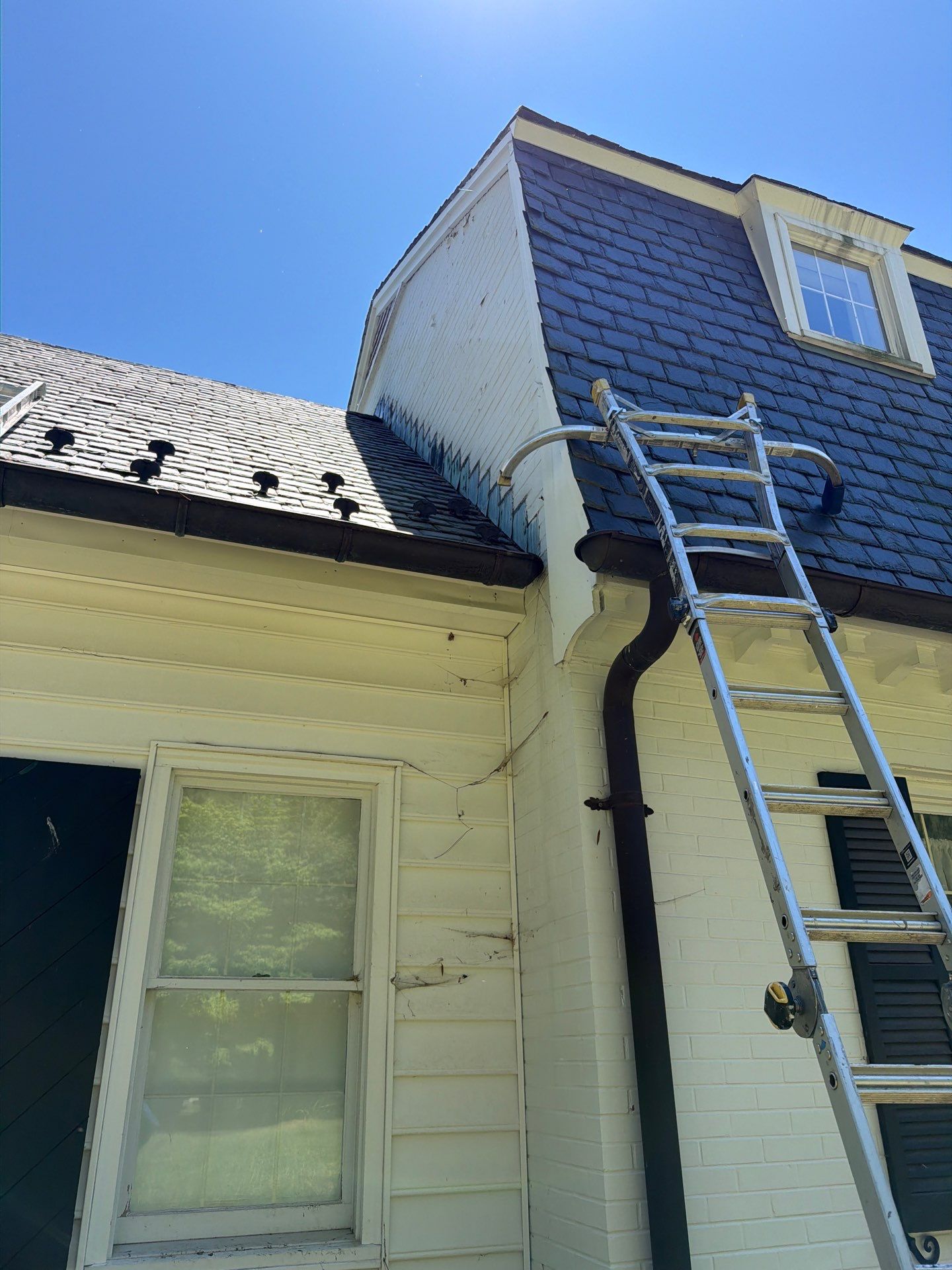 Historical Slate Roof Repair and Chimney Flashing Restoration in West Point by Cade Construction