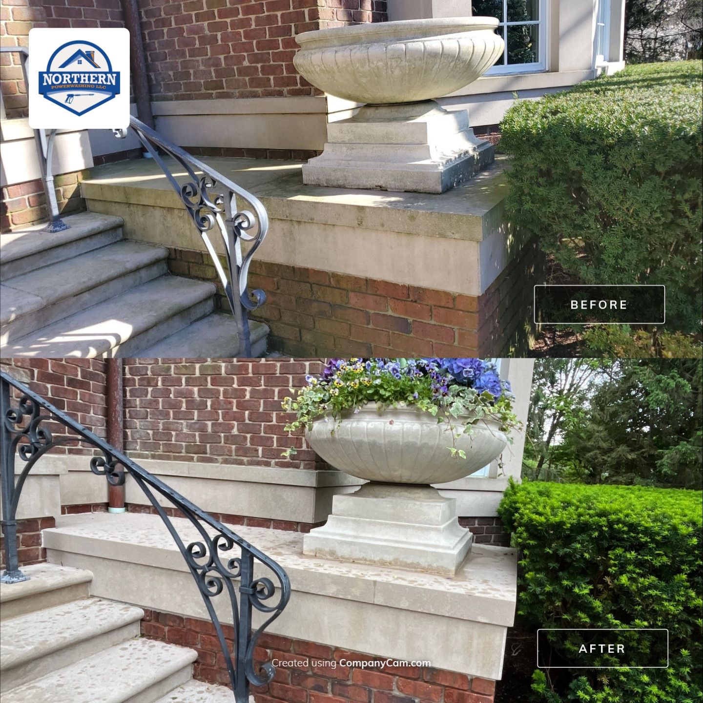 Brick paver clean, sand and seal.  using Algaecide, soft wash soap by Northern Power Washing LLC.