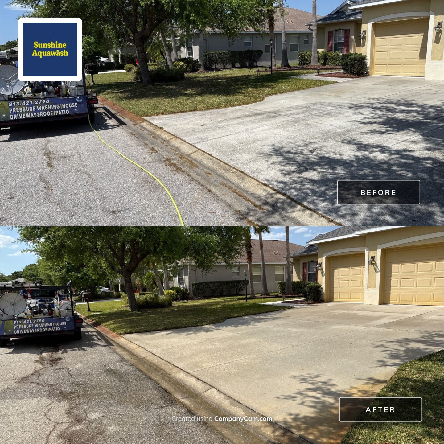 Driveway & Rear Wall Soft Wash | Lexington Community | Parrish, FL | Sunshine AquaWash by Sunshine AquaWash
