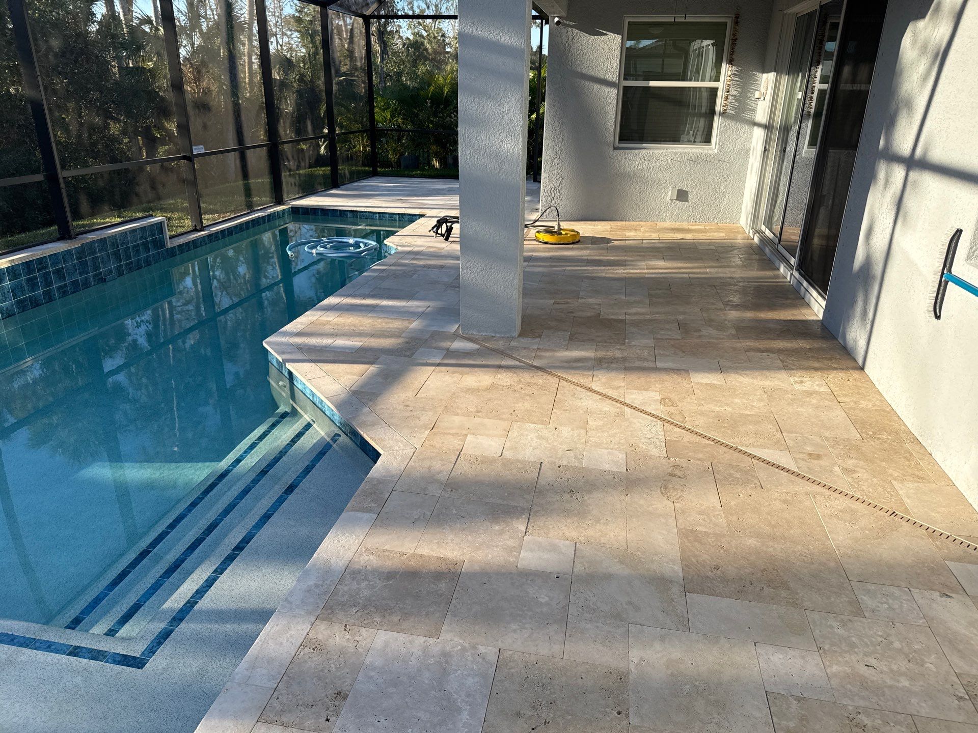 Paver Pool Deck Cleaning & Pool Cage Cleaning in Trevesta – Palmetto, FL by Sunshine AquaWash
