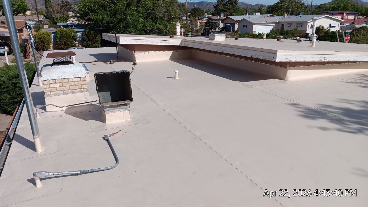 Residential TPO Roof Replacement and skylight replacement in Albuquerque by Doyle Roof Masters Inc