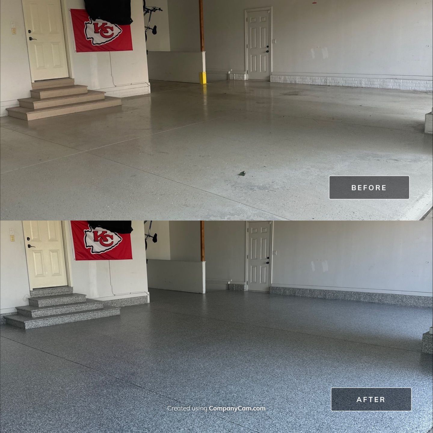 Perfect Garage for Chiefs Gameday ❤️💛 by Revival Concrete Coatings, LLC