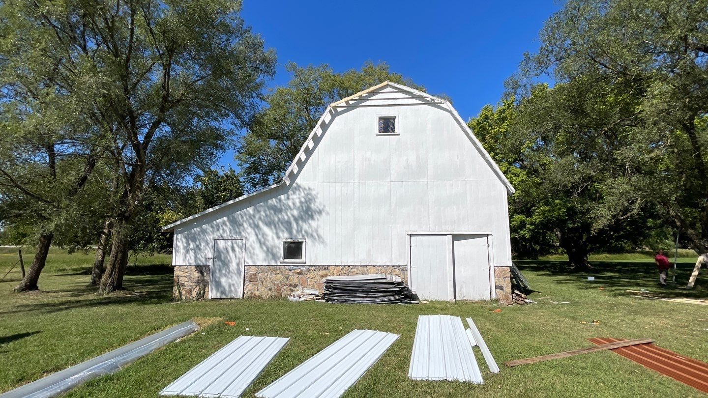 Residential Barn Roofing Install - 26 Gauge G-Rib Metal - Color bright White by Titan Commercial & Residential Roofing