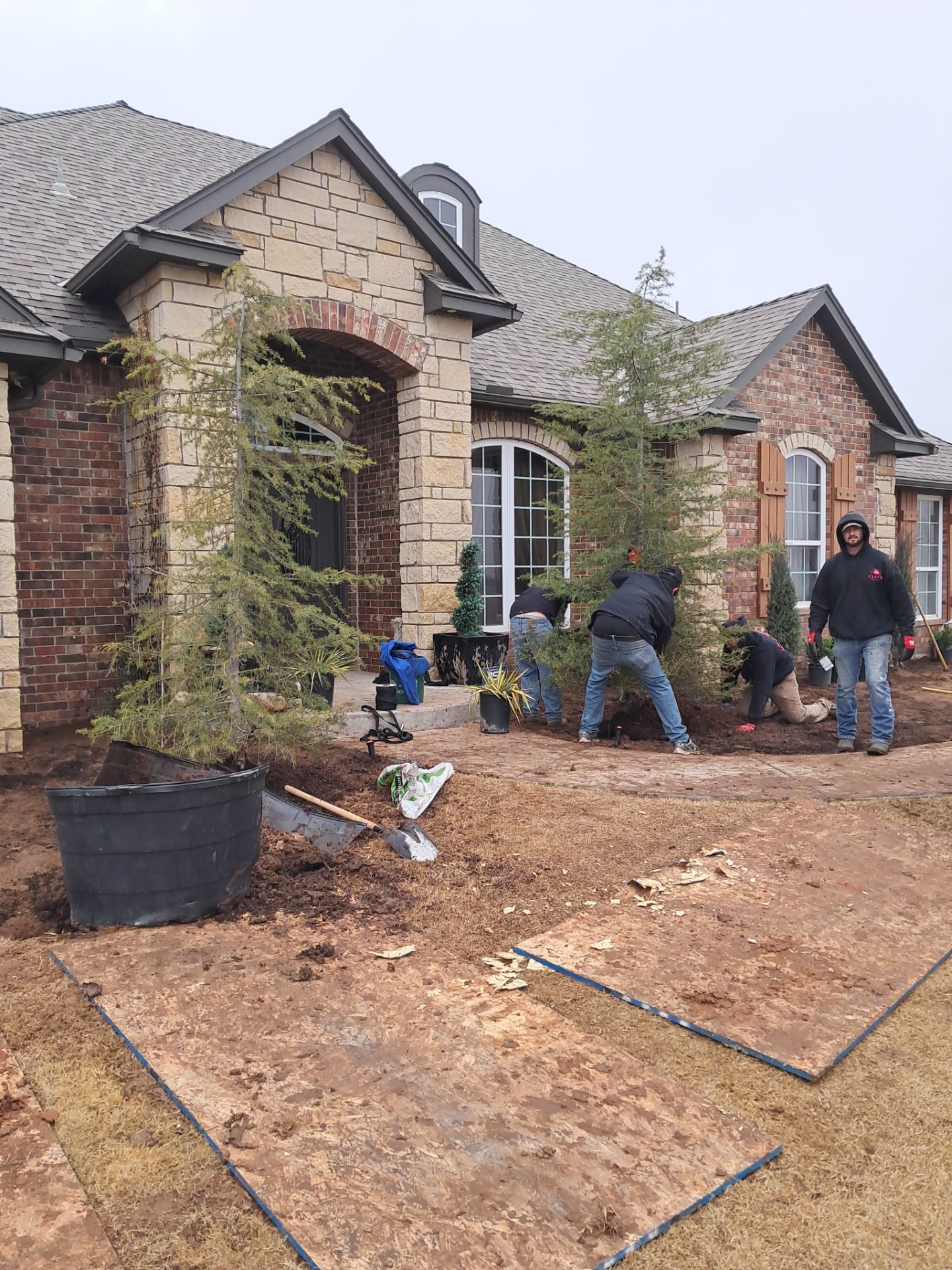 Landscape installation w/ irrigation and landscape lighting by Clays Services Inc
