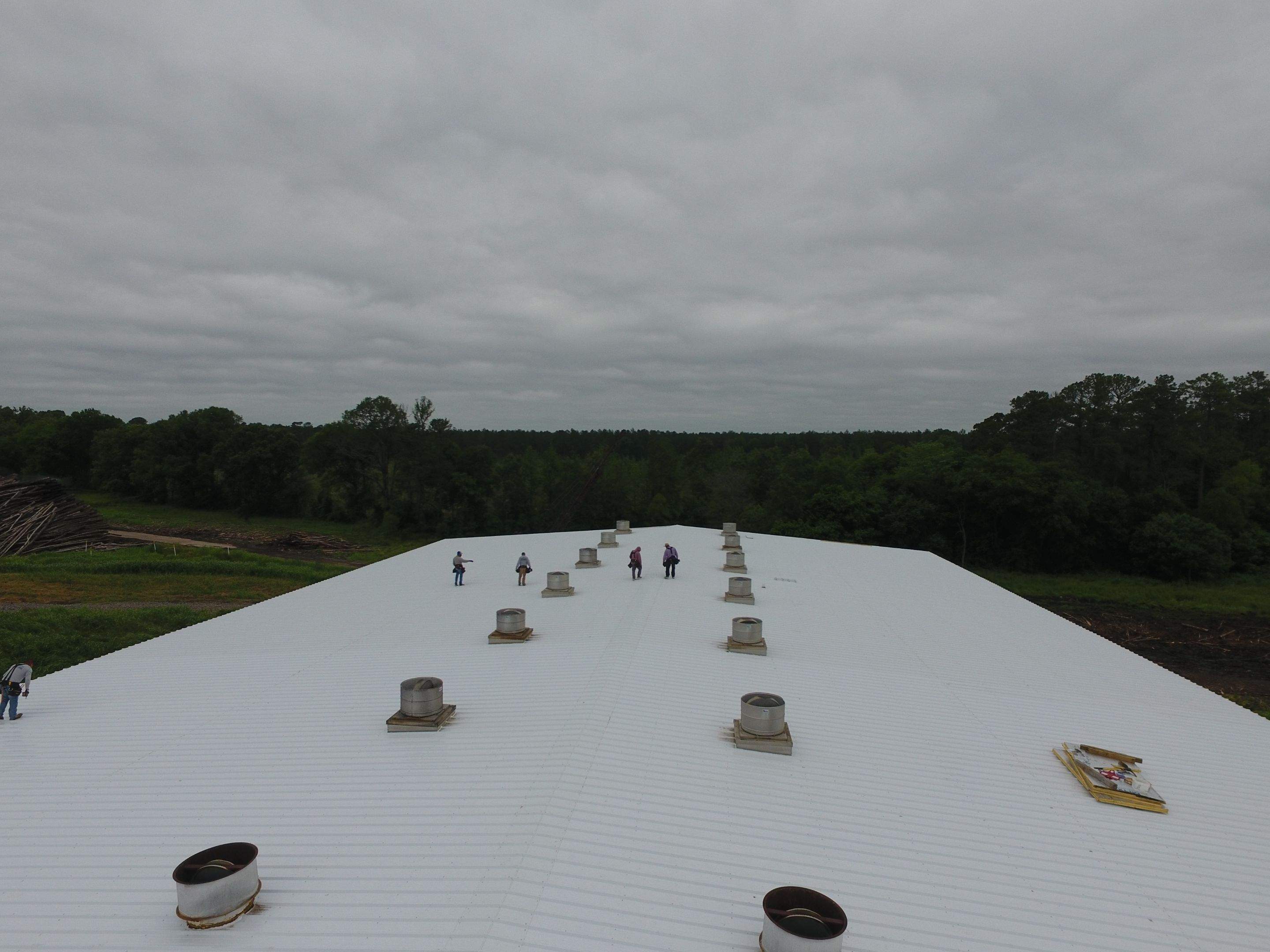 Commercial Roofing Installation using Aluminum Roofing panels by Hostetler Roofing