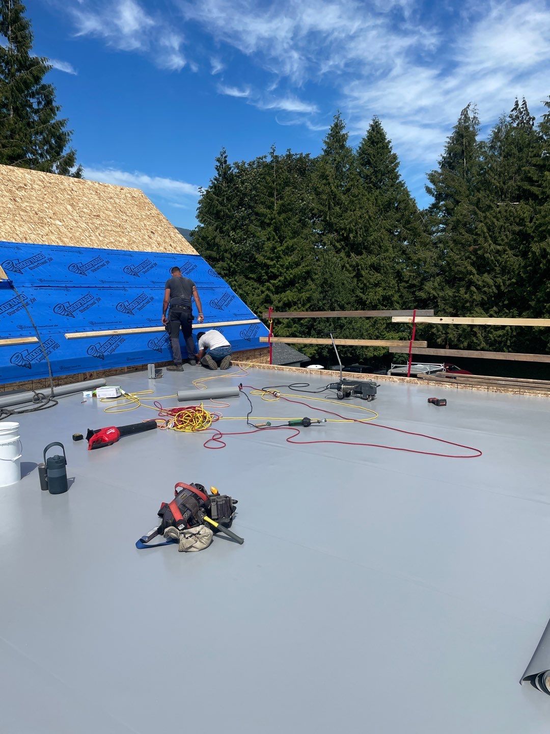 Residential Roofing Installation using multiple products by Top Notch Roofing Inc