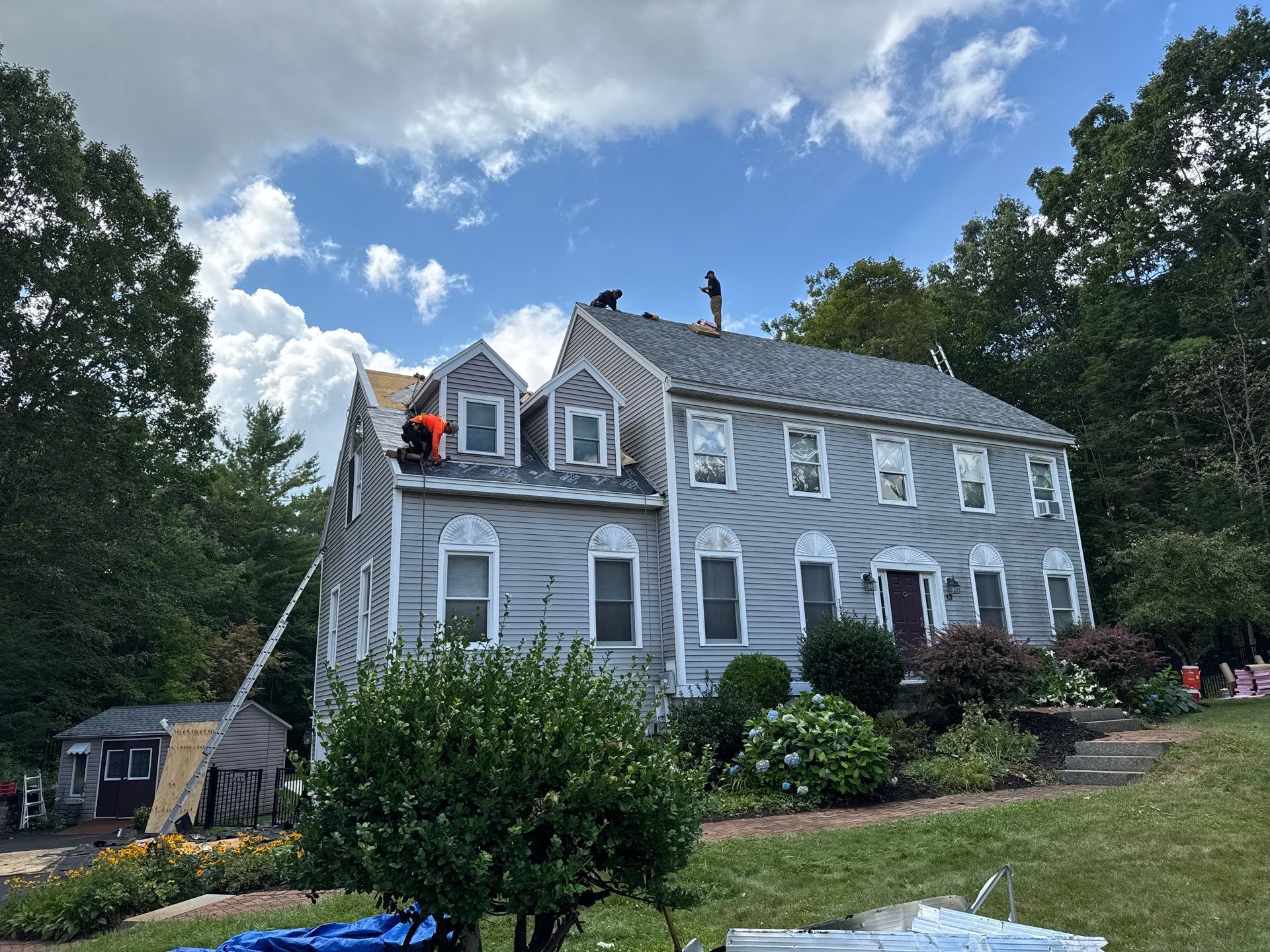 Roof Replacement in Brentwood, NH – Owens Corning Duration Slatestone Gray with New Gutters by Compass exteriors