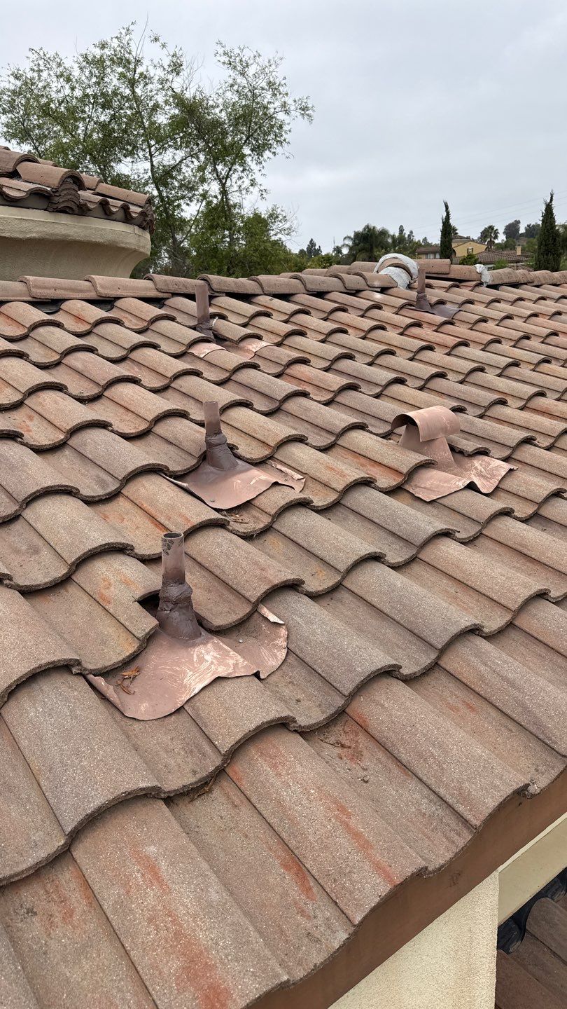 Terracotta Tile Roof Repair and Ridge Cap Sealing in Escondido by Reliable Roofing San Diego Inc.