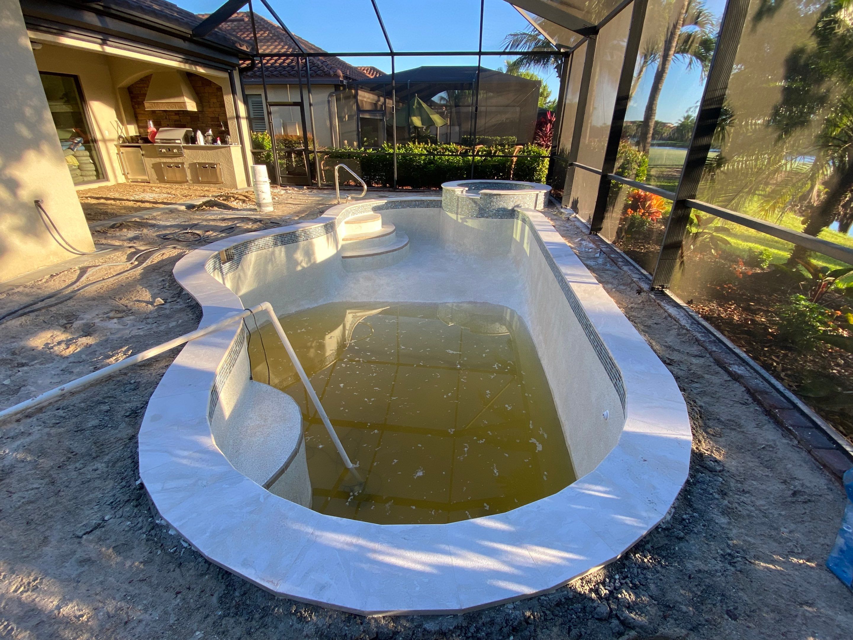 Textured Marble Pool Deck - Bonita National Golf & Country Club by Old Town Pavers Llc