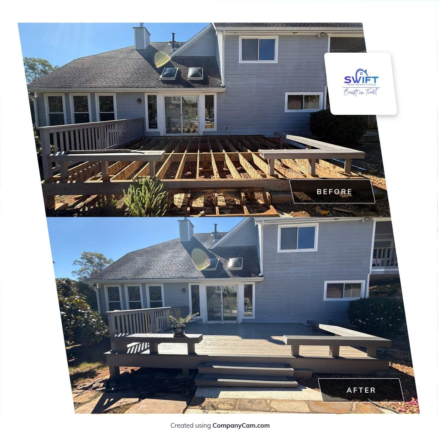 Custom Composite Deck with Integrated Seating in Roswell by Swift Home Renovations