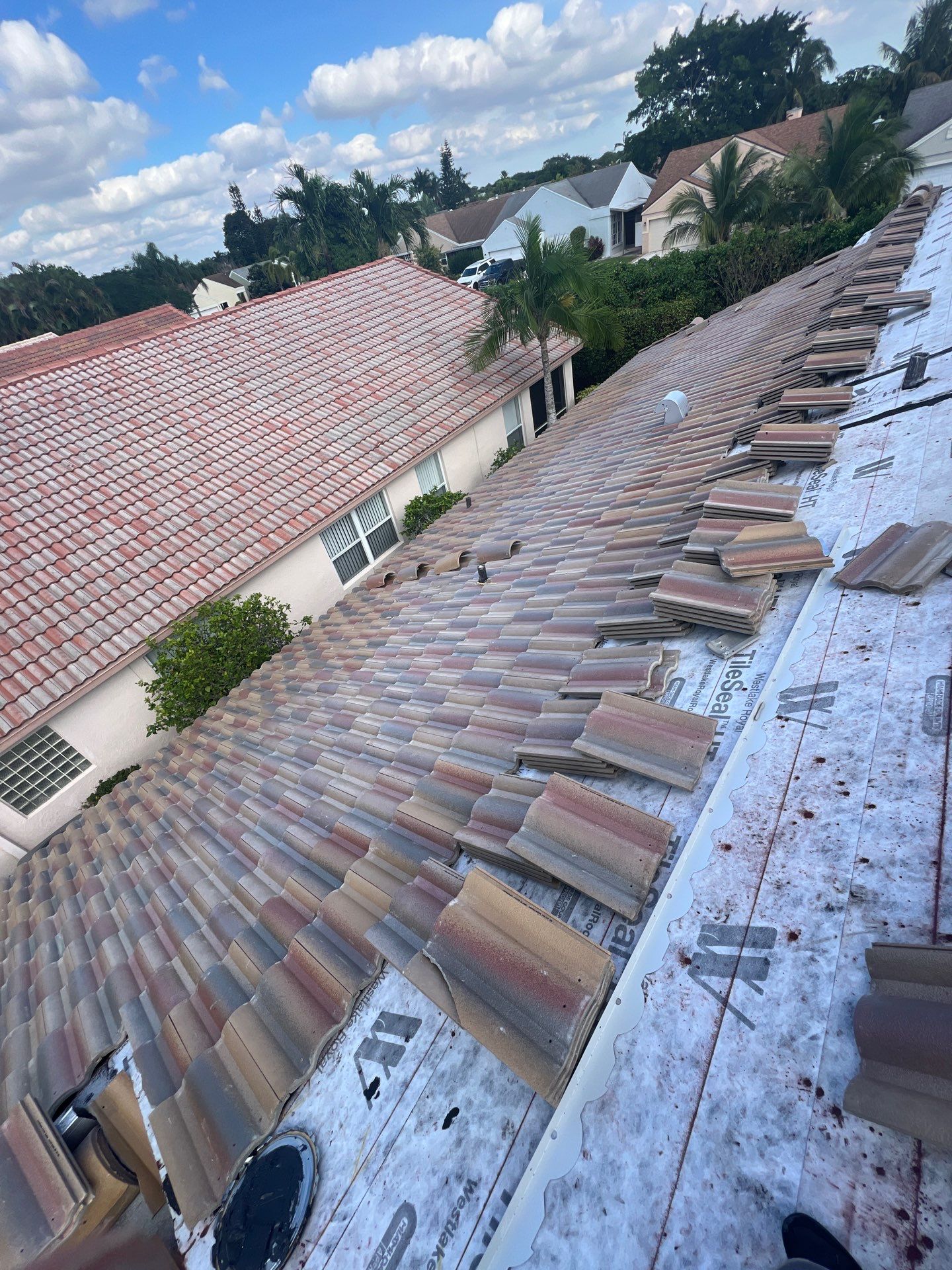 Concrete Tile Roof Replacement and Wood Decking Repair in Boca Raton by Aastro Roofing