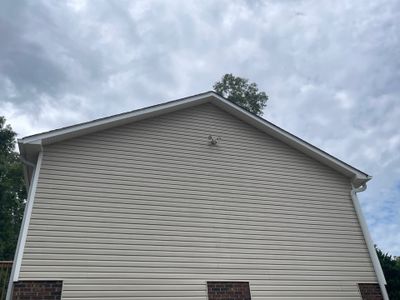 5" Low Gloss White Gutters and new Trim at Peaks