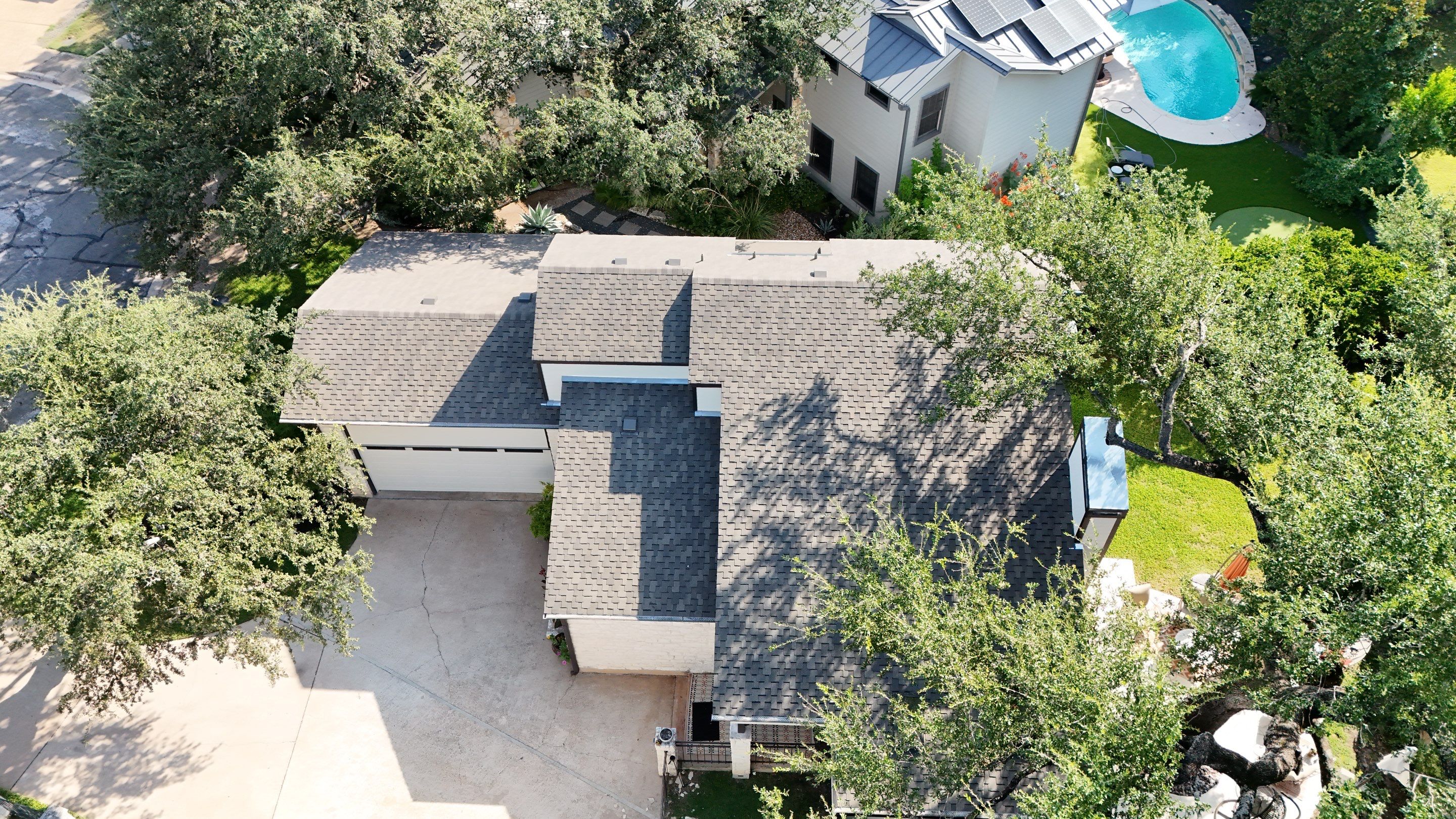 Residential Roof Replacement using GAF - Grand Sequoia AS - Weathered Wood by Action Exteriors Austin