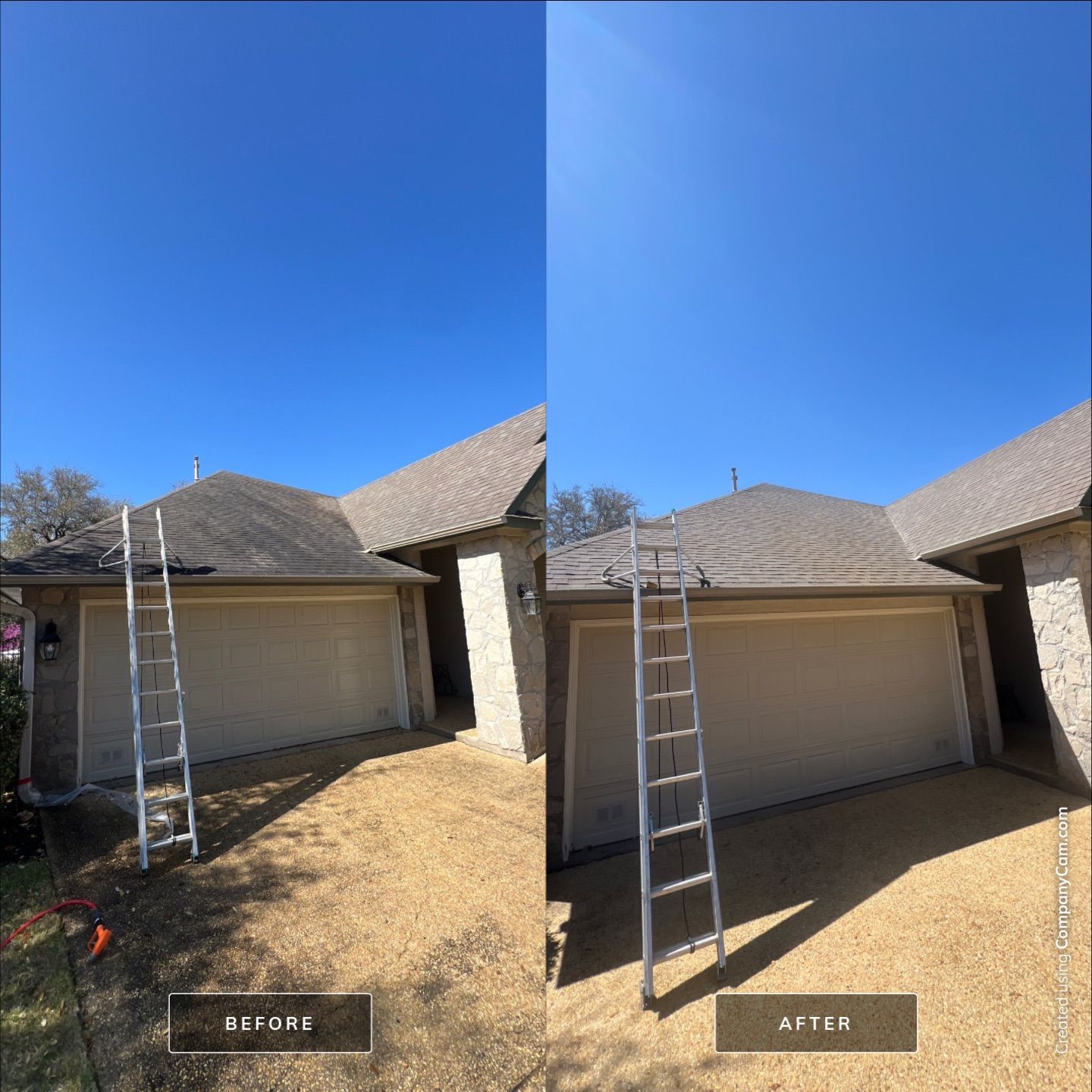 Shingle Roof Washing Project in San Antonio by Bright Choice
