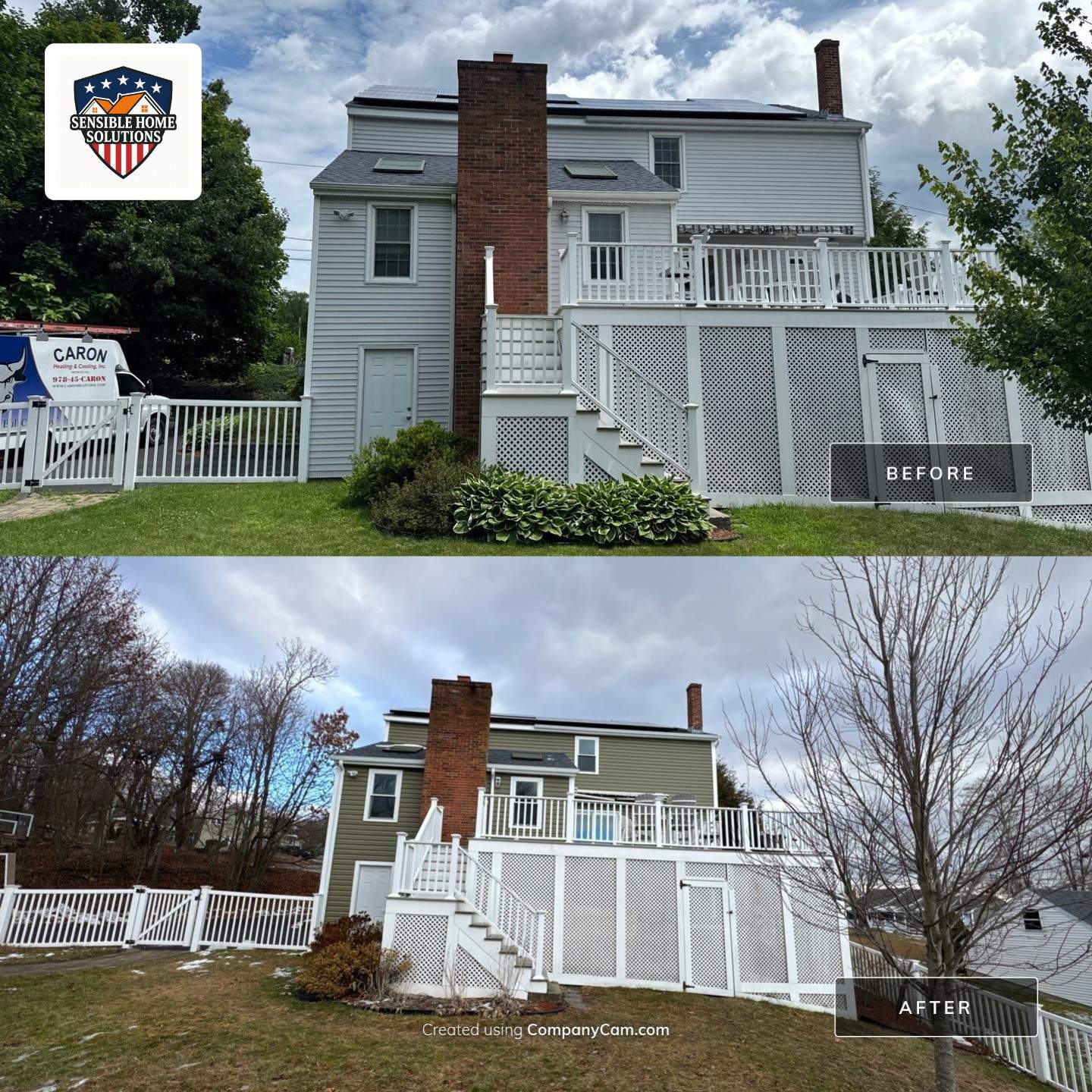 Complete Exterior Home Transformation with CertainTeed Dutch Lap Siding, Windows, Custom Door & Deck Repairs by Sensible Home Solutions