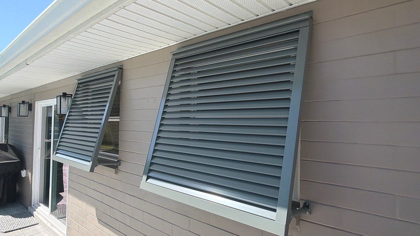 Decorative Bahamas in Mouse Gray by Smart Guard Shutters