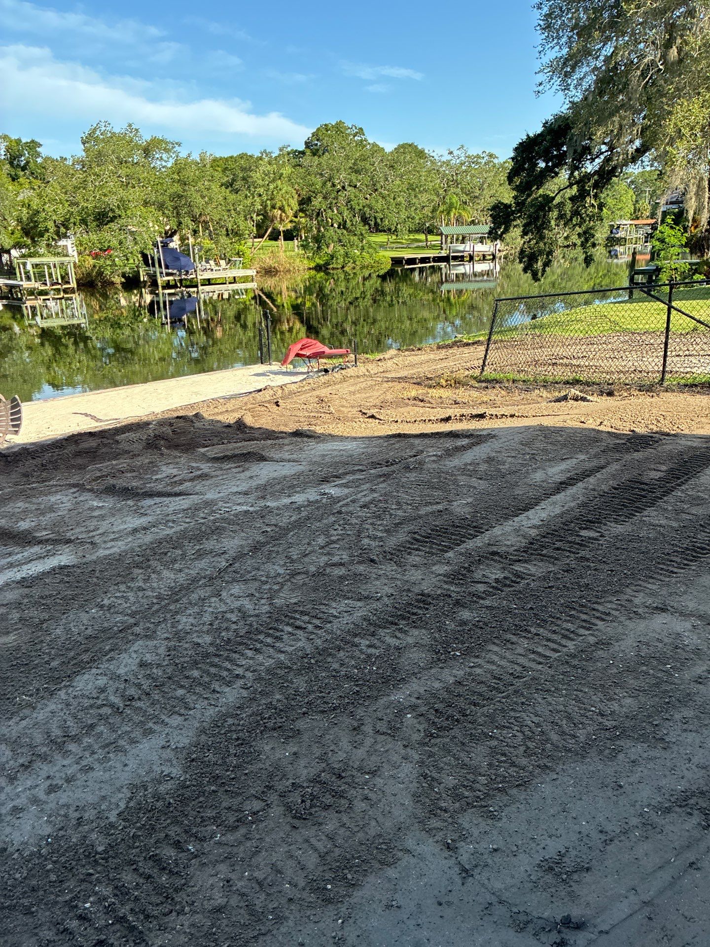 Grading back yard oasis by Level One Grading