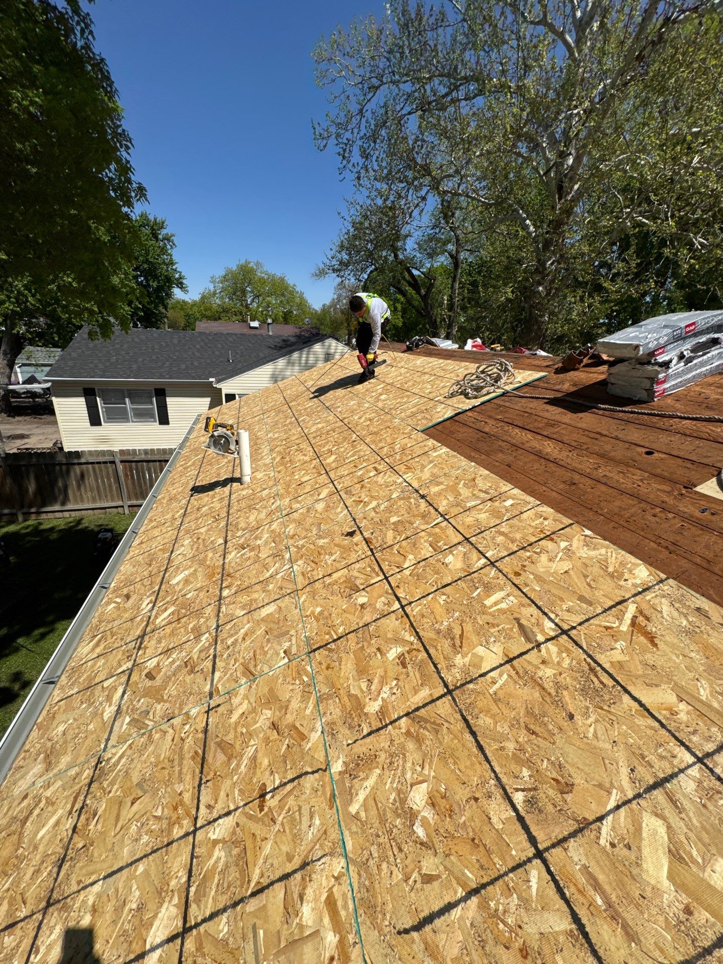 Roof Replacement with New OSB over Plank Decking in Fremont, NE by Crows Roofing LLC
