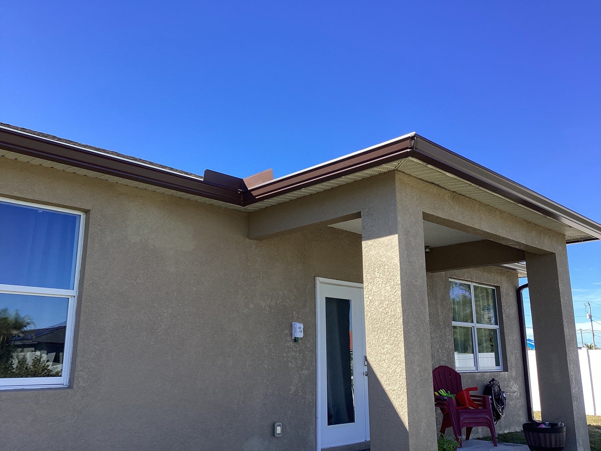Royal Brown Seamless Gutters in Cape Coral FL by Gutter Professors
