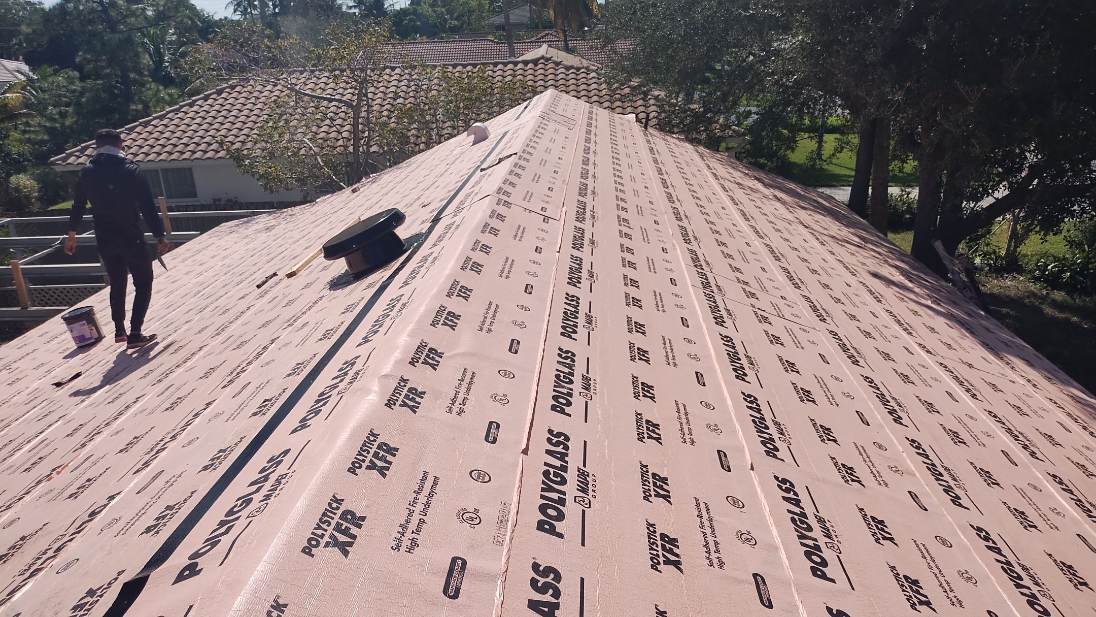 Residential Roofing Installation using 1" Nail strip metal roof by BLUES BROTHERS ROOFING