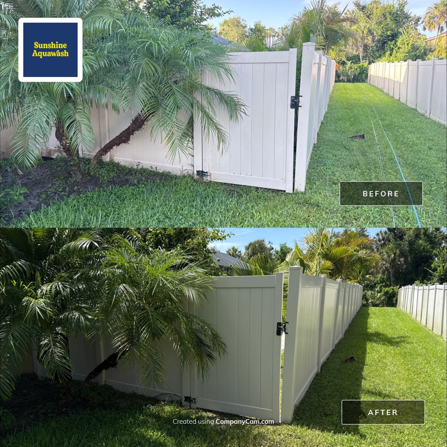 2-Story Stucco House Wash & Tan Vinyl Fence Cleaning | Sheffield Glen Palmetto, FL by Sunshine AquaWash
