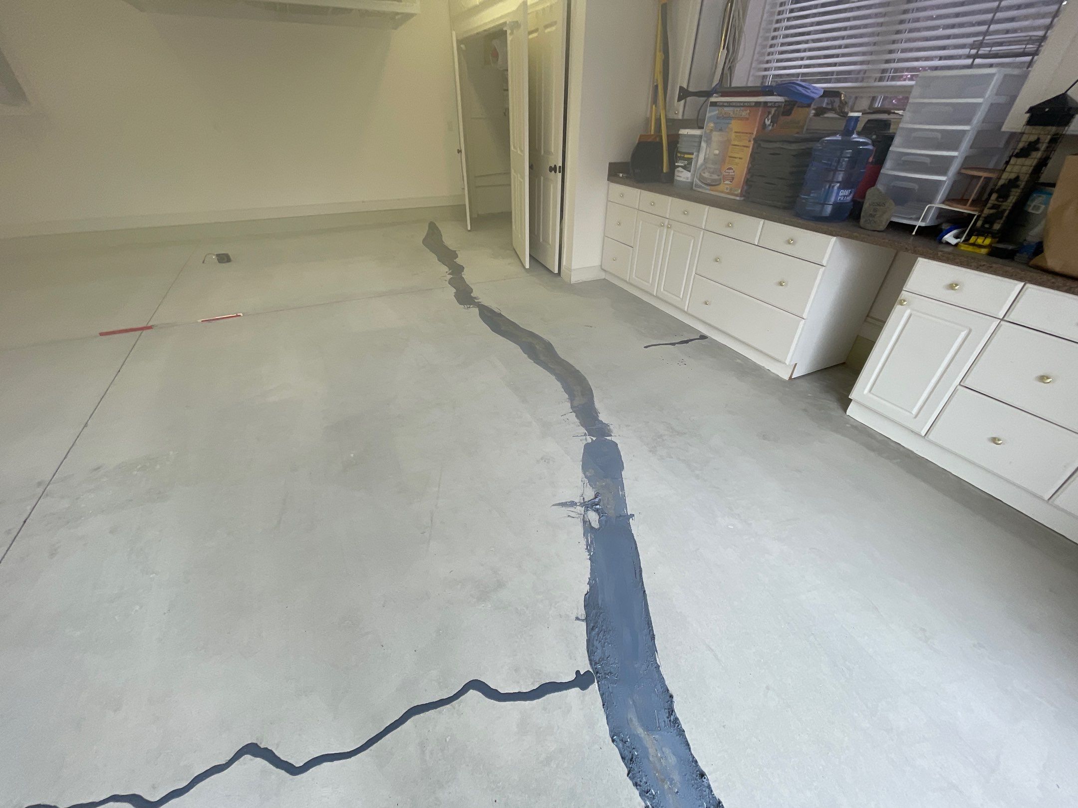 Garage Transformation using Driftwood Colorway by Croc Coatings, LLC