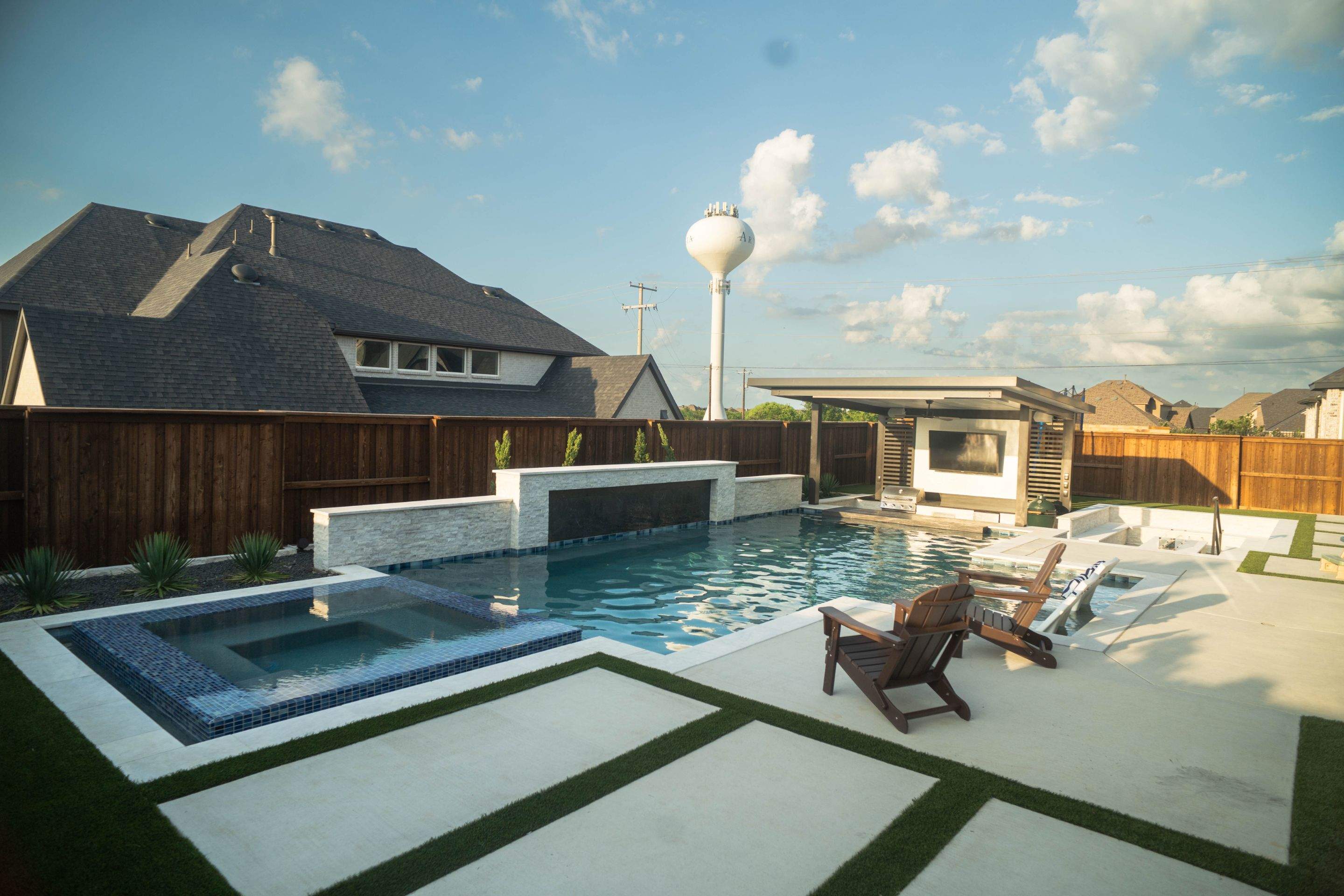 Jumbo Pool, Spa, and Sunken BBQ and Fire Pit by Pinnacle Pools and Spas - DFW