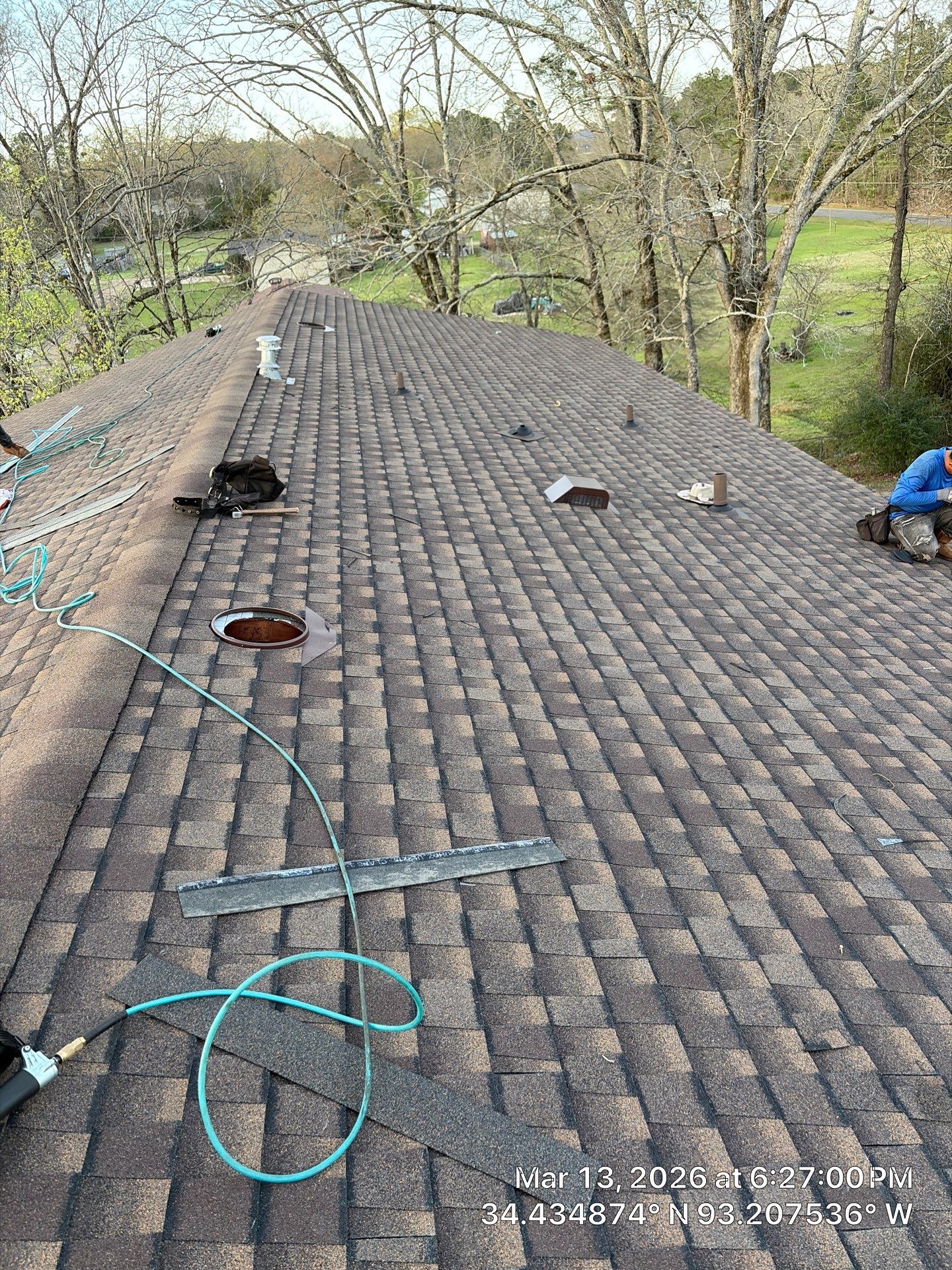 GAF Timberline UHDZ Shingle Roof Replacement and Decking Repair in Pearcy by Temple Roofing and Exteriors