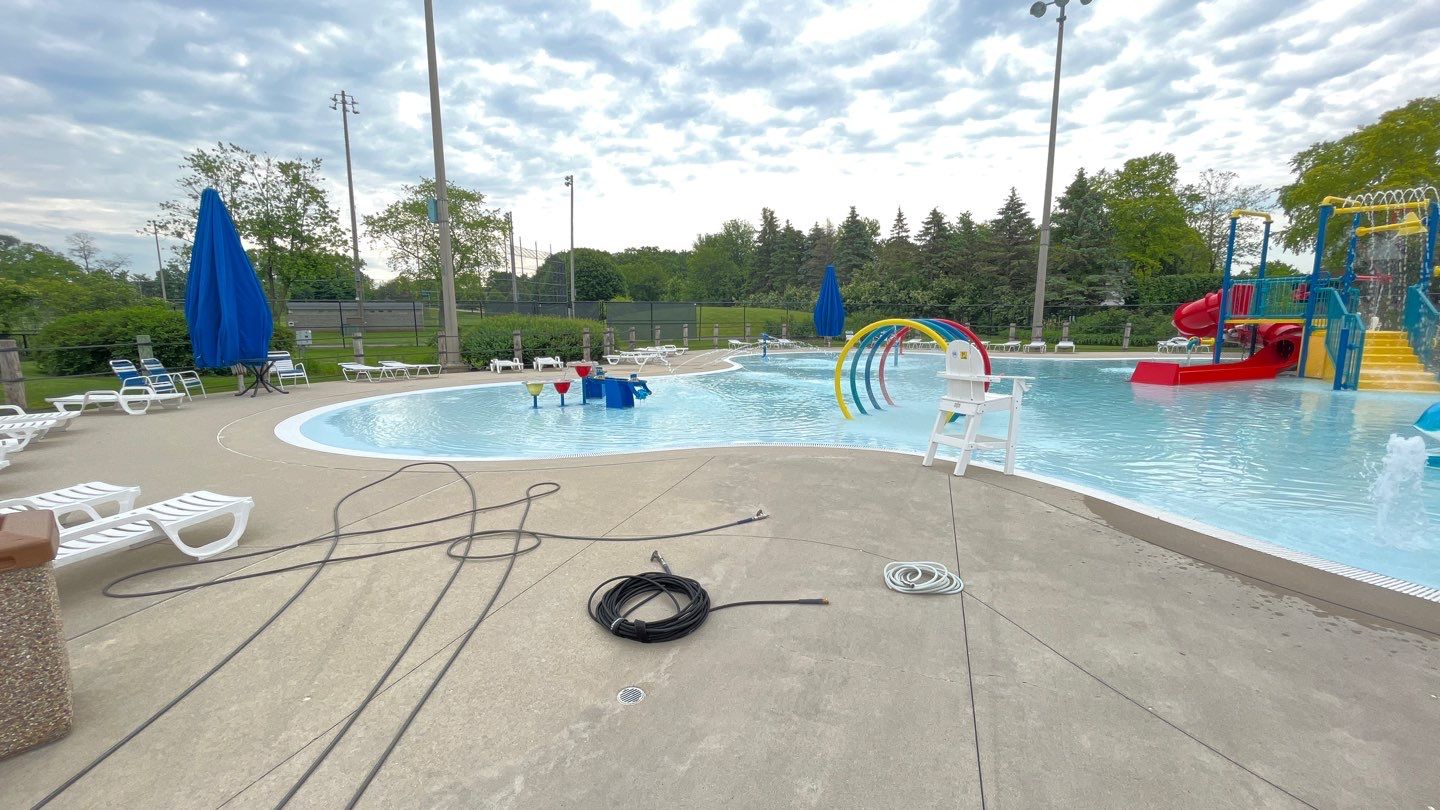 Northbrook, IL Park Dist. Pool deck by Northern Power Washing LLC.
