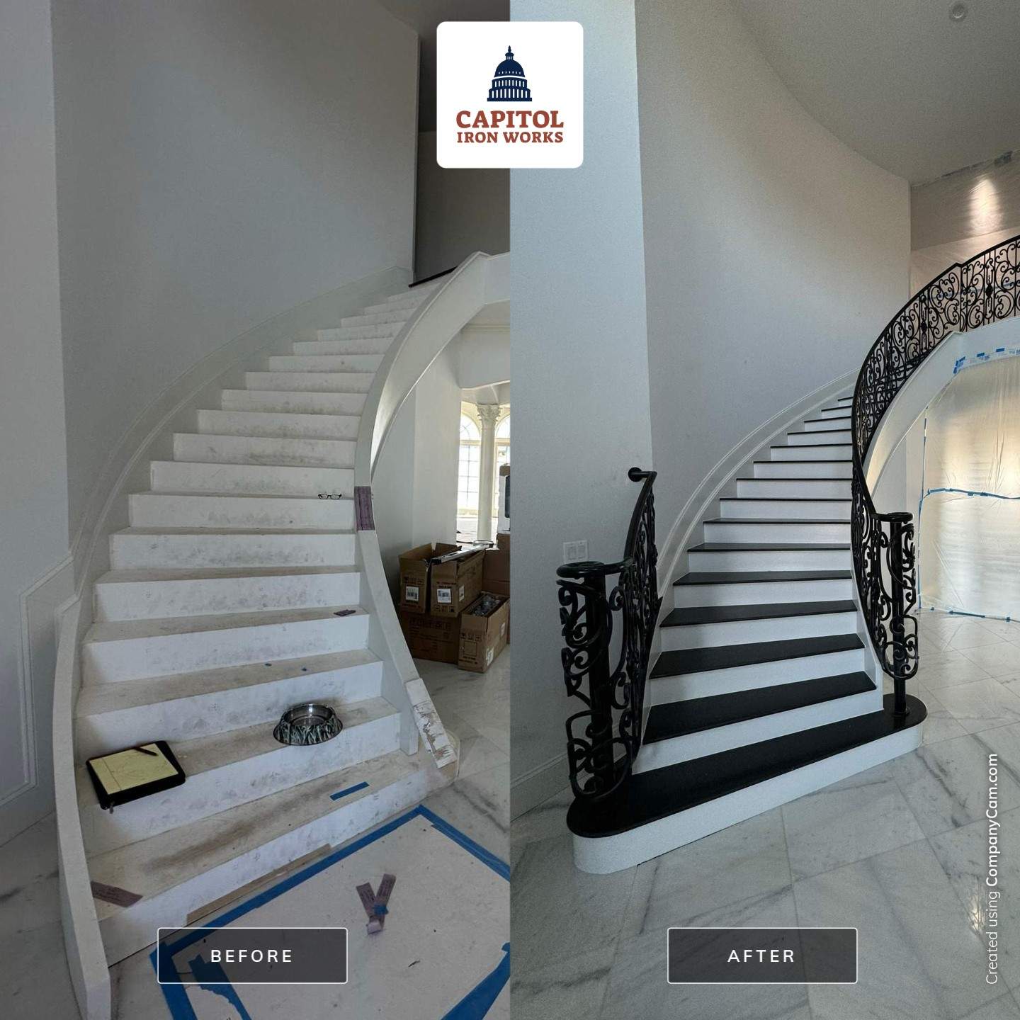 Ornamental Interior Curved Railings – Custom Rossi Series Design – Winchester, VA by Capitol Iron Works