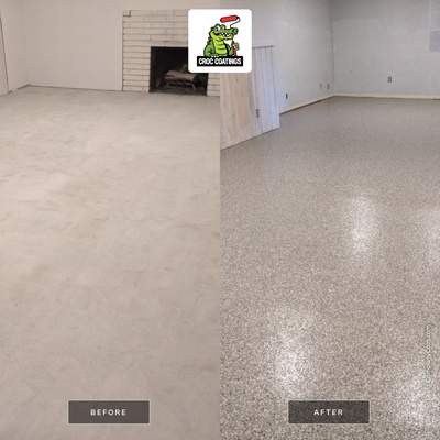Basement Croc Floor Transformation using Pebble Beach