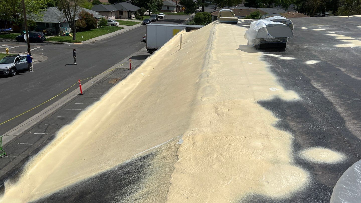 Foam Refurbish using Conklin Benchmark/PUMA XL coatings and spray foam by Straight Edge Roofing Inc