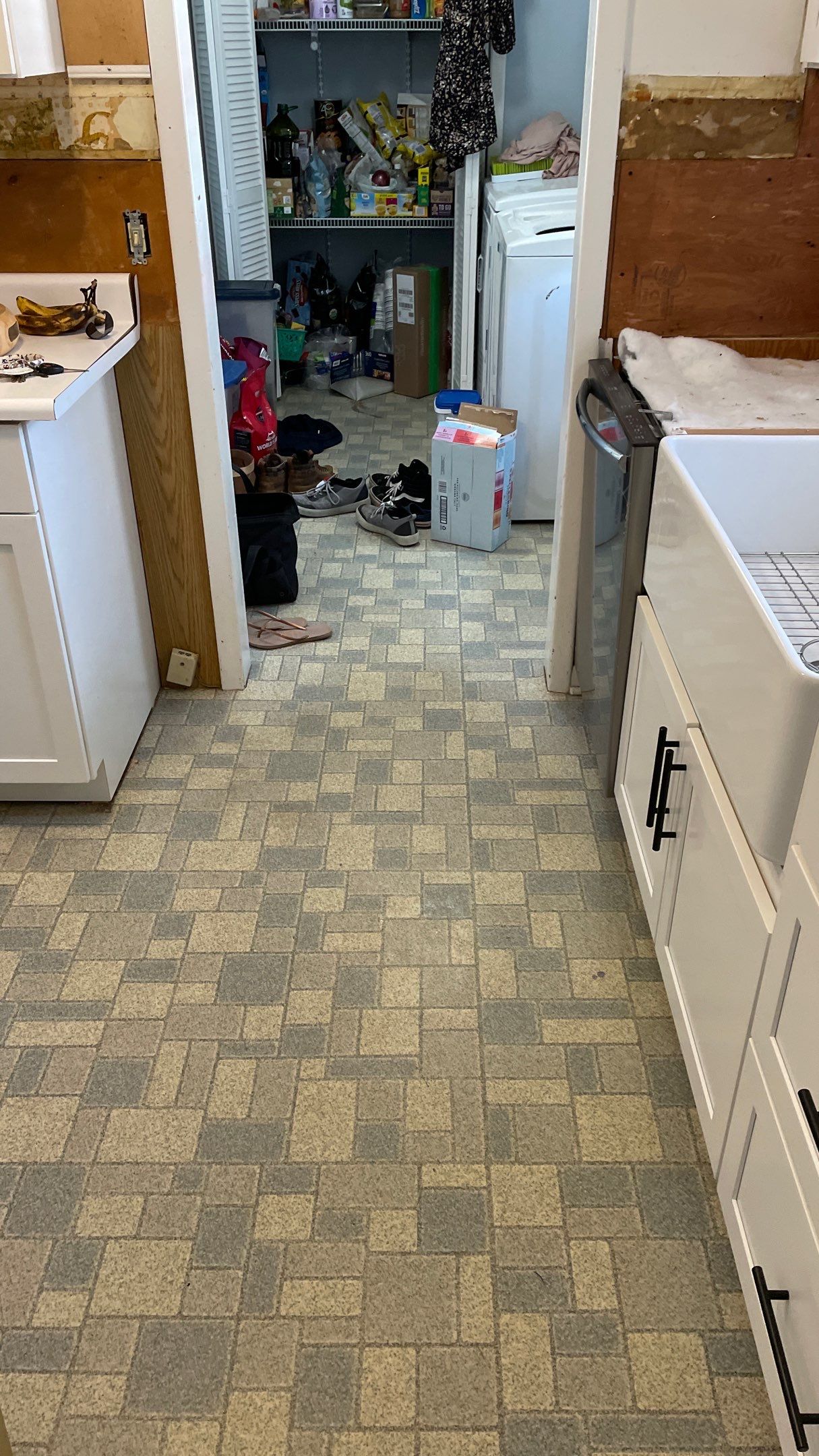 Kitchen Backsplash and Herringbone Tile Floor Remodel by Footprints Floors of Coastal Carolina