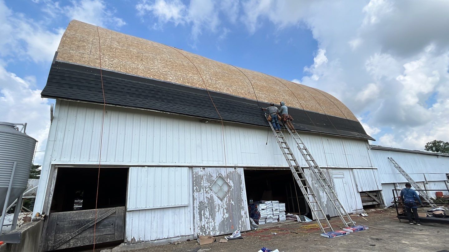 Barn Roofing Installation using GAF Timberline HDZ Charcoal by Nitro Roofing and Construction
