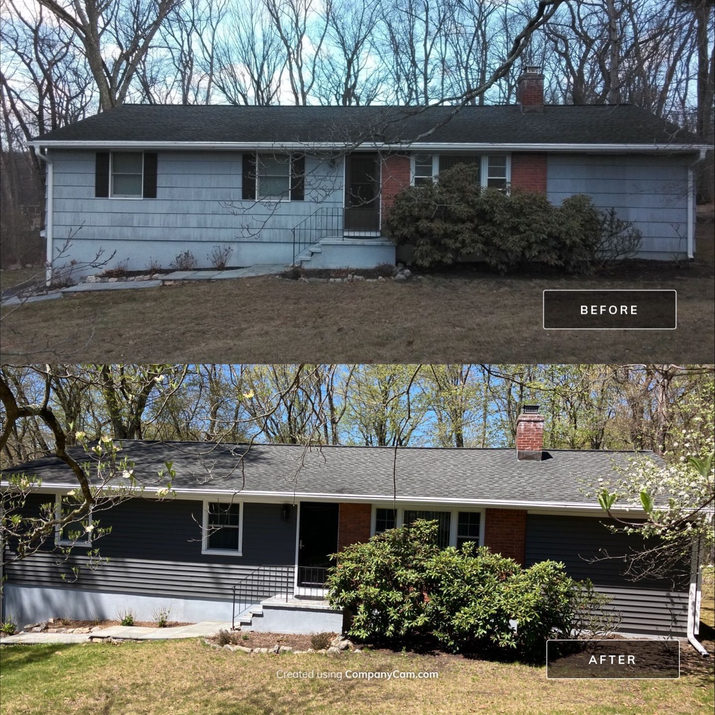 Siding update with Cert Monogram D/5 x 12'6" Rough Cedar, Smoky Gray by DiGiorgi Roofing and Siding Inc