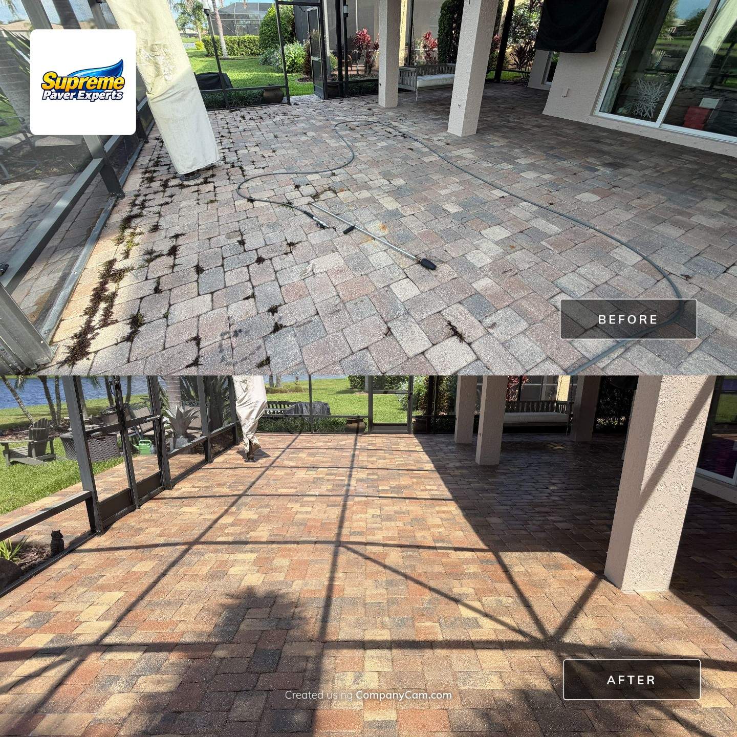 Valencia Lakes Screened-In Lanai Paver Restoration and Sealing in Wimauma by Supreme Paver Experts