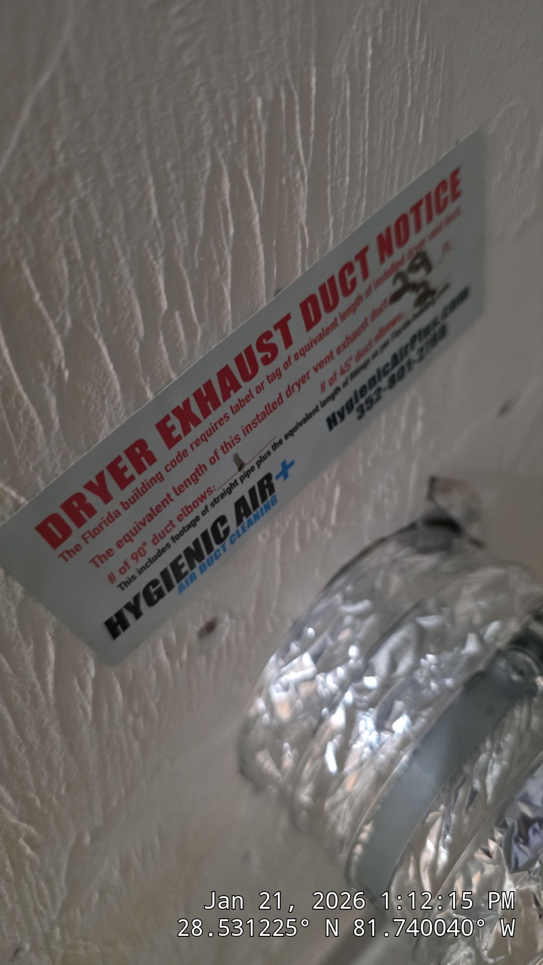 Dryer Vent Repair in Clermont by Hygienic Air, Inc