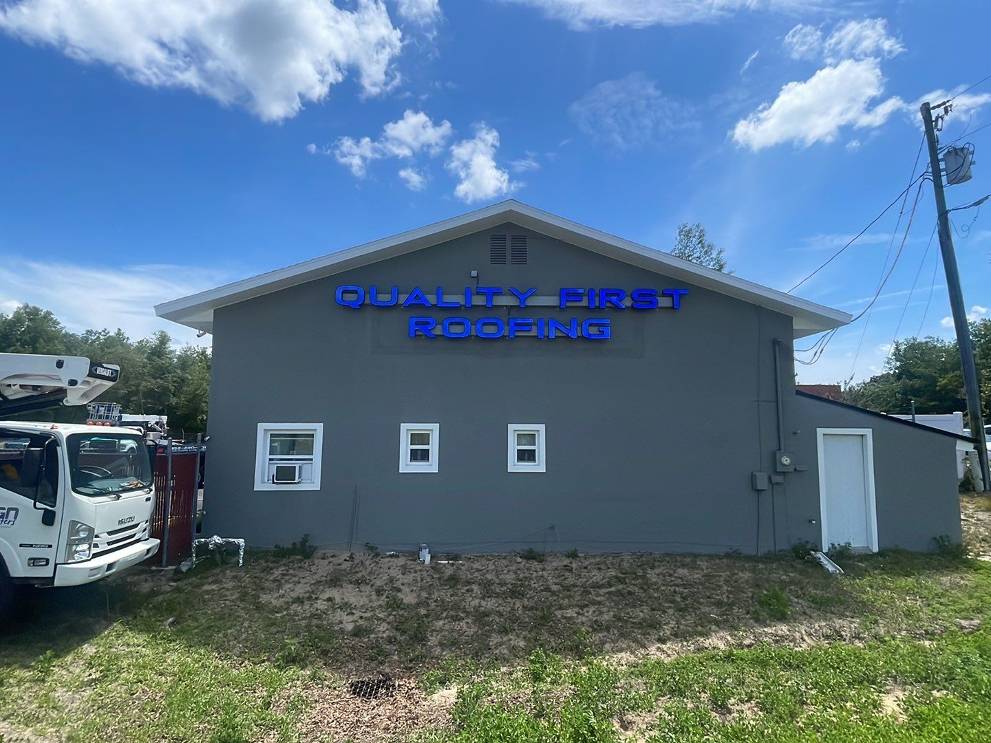 Channel Letters for Quality First Roofing by SignCrafters