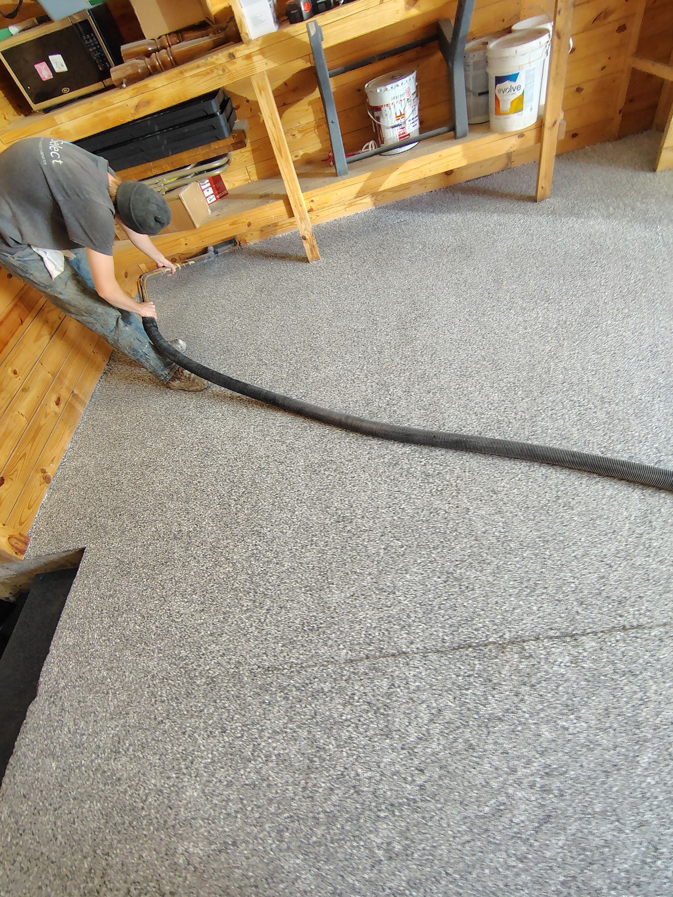 Commercial Epoxy Flake Floor Coating in Emmetsburg, Iowa by Select Painting, Coatings & Garage Cabinets