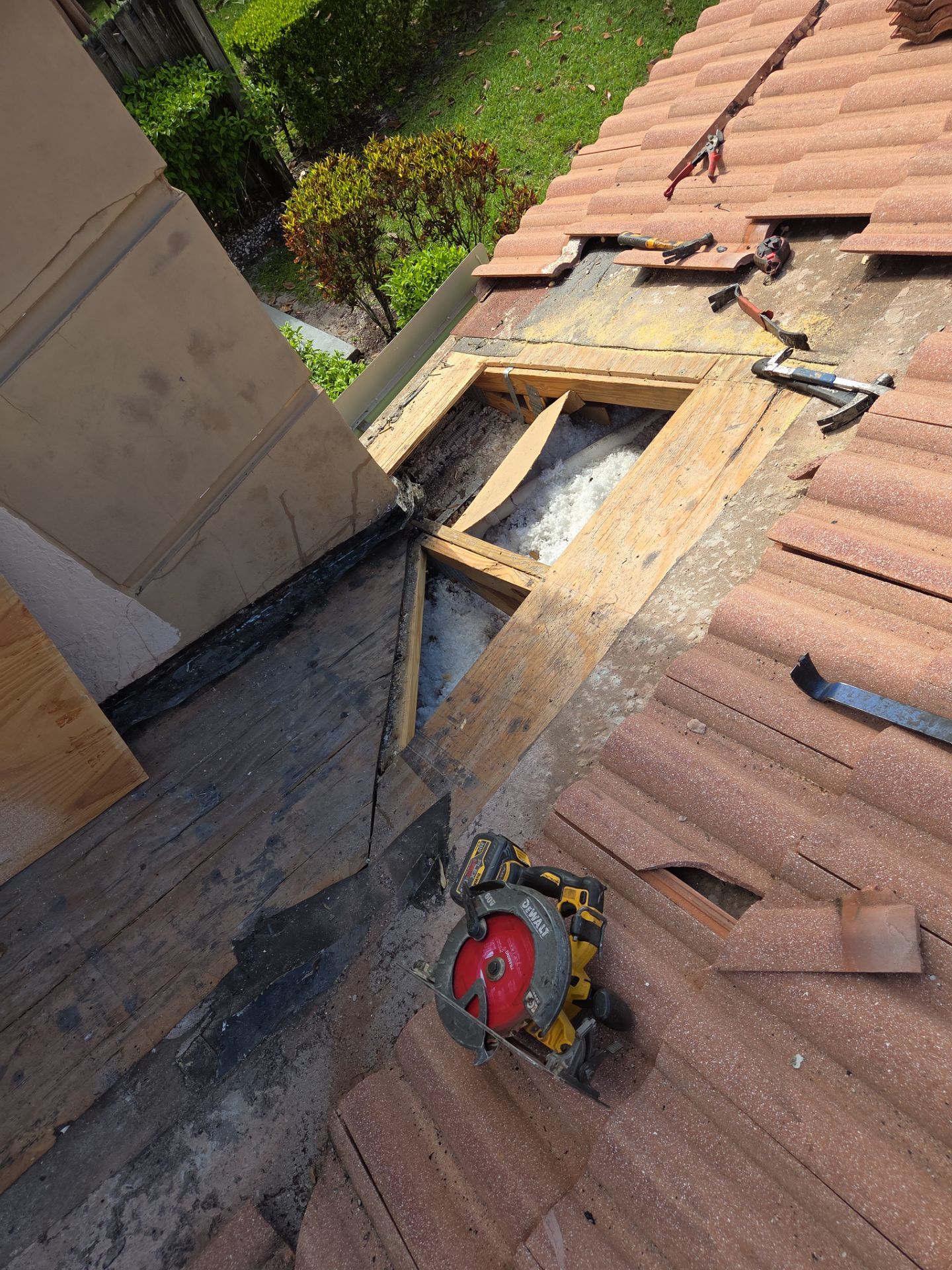 Clay Tile Roof Repair and Plywood Decking Replacement in Boynton Beach by Aastro Roofing