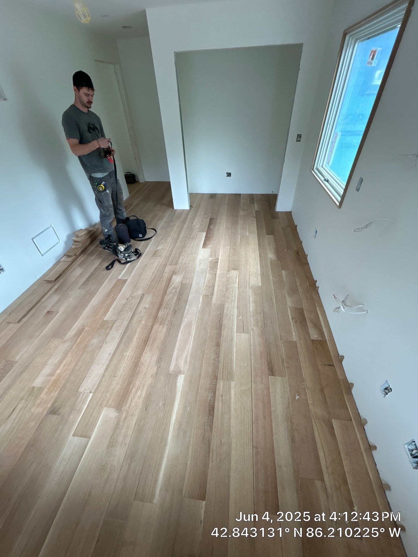 This project has it all!!!! Custom Flooring, Leveling Service, Custom Stair parts and pieces, risers, blue pad cover - all inclusive service from RTB! by RTBaldwin Hardwood Floors