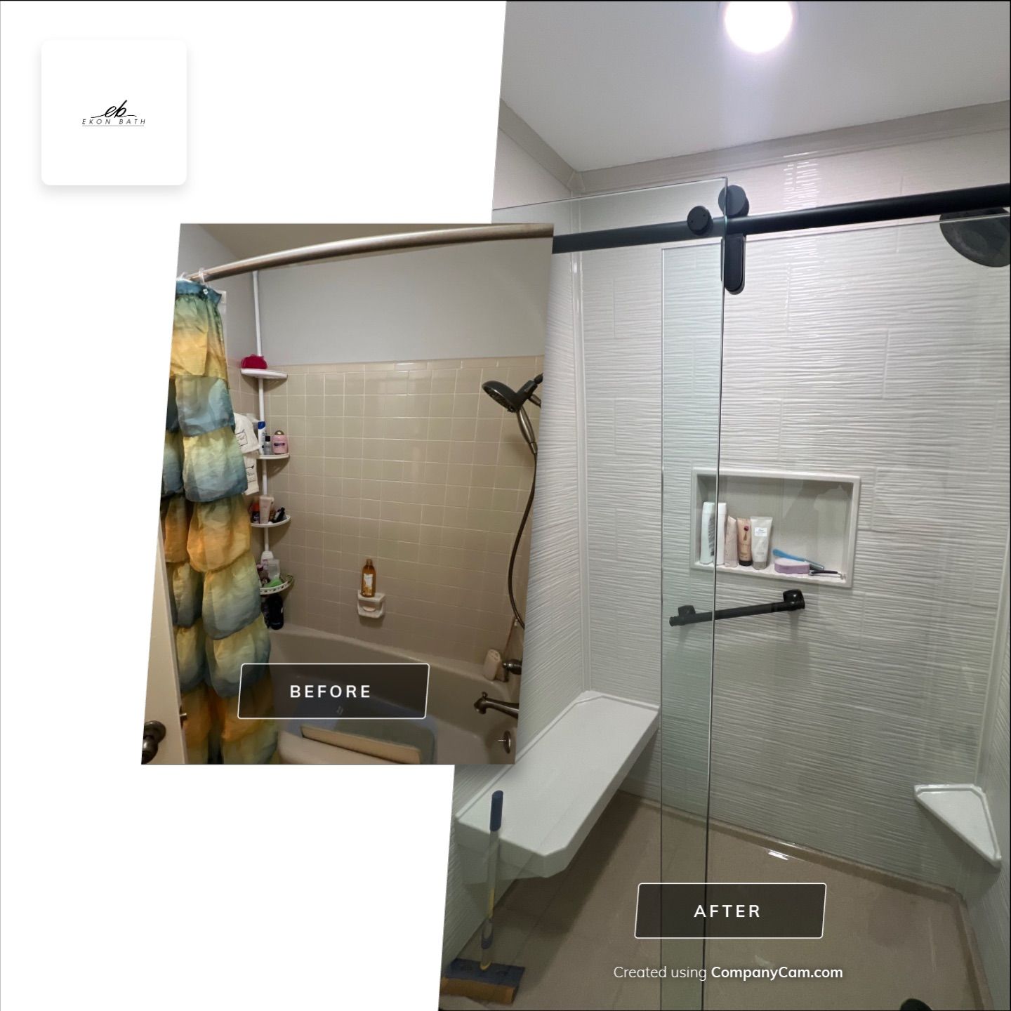 Bathroom Remodel using The Onyx Collection by Ekon Bath, LLC