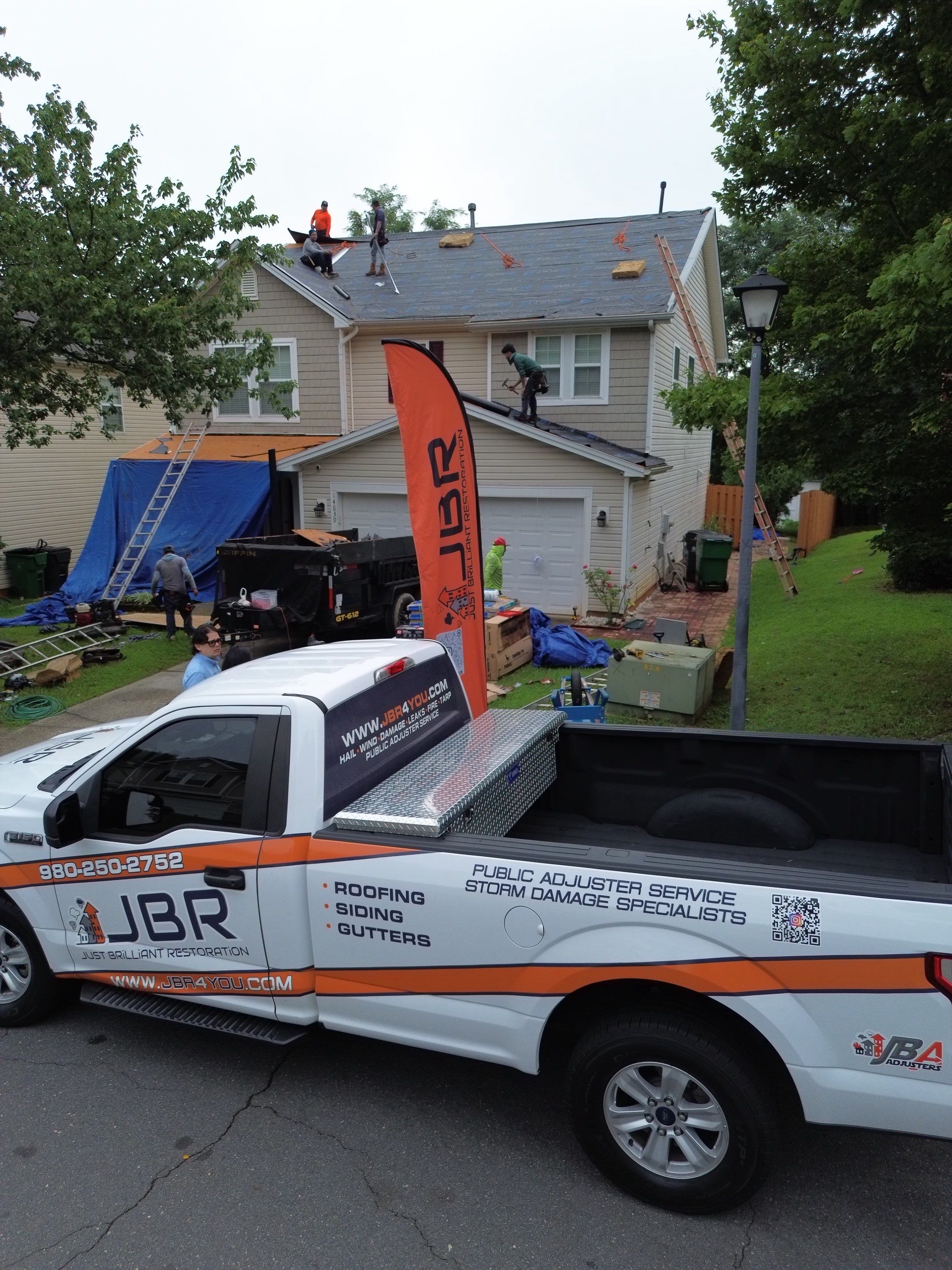 Roof replacement and interior repair by hail and wind damage by Just Brilliant Restoration JBR